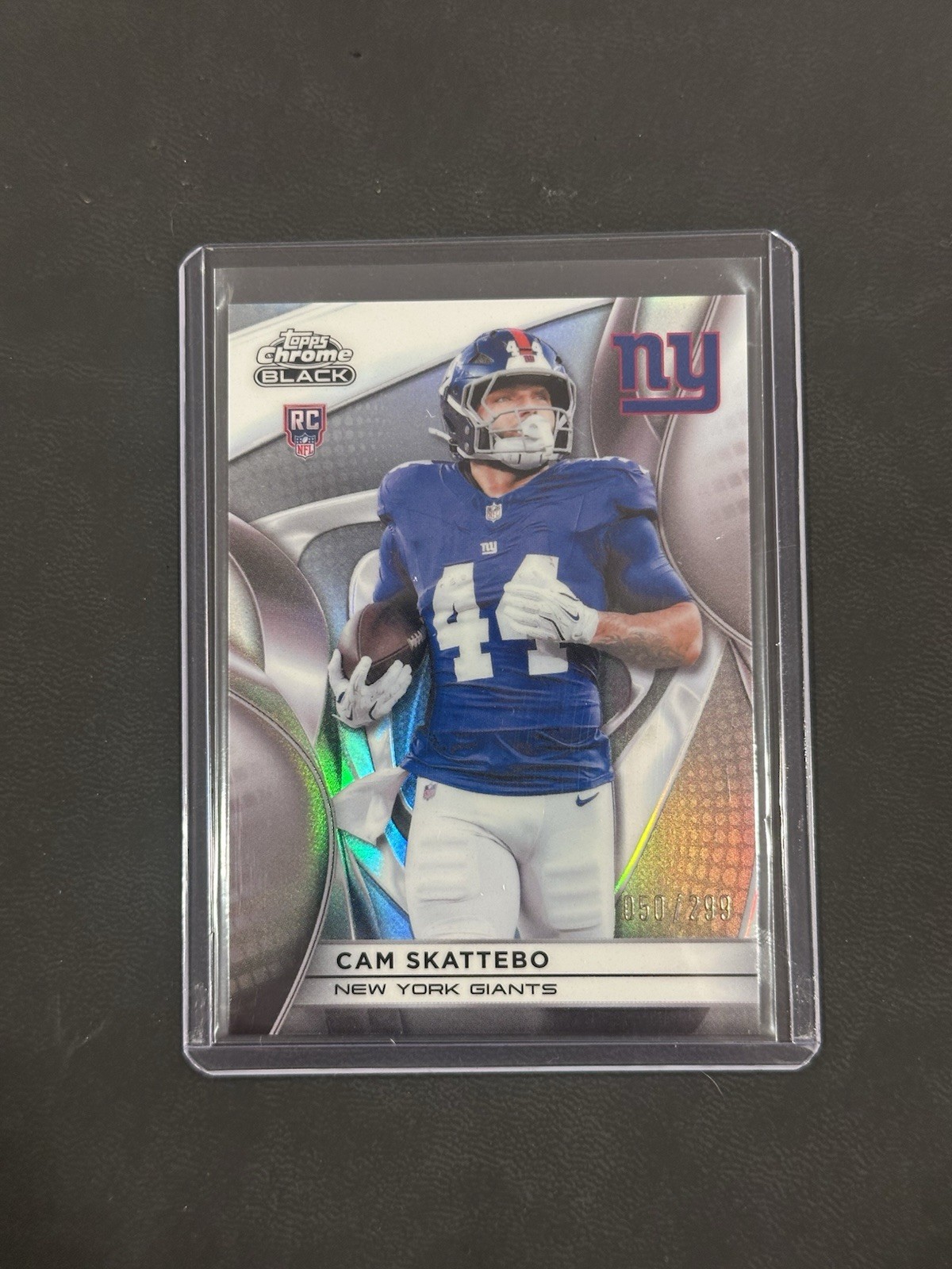 25 Topps Chrome Black Cam Skattebo Rookie Refractor /299! RC New York Giants 137
