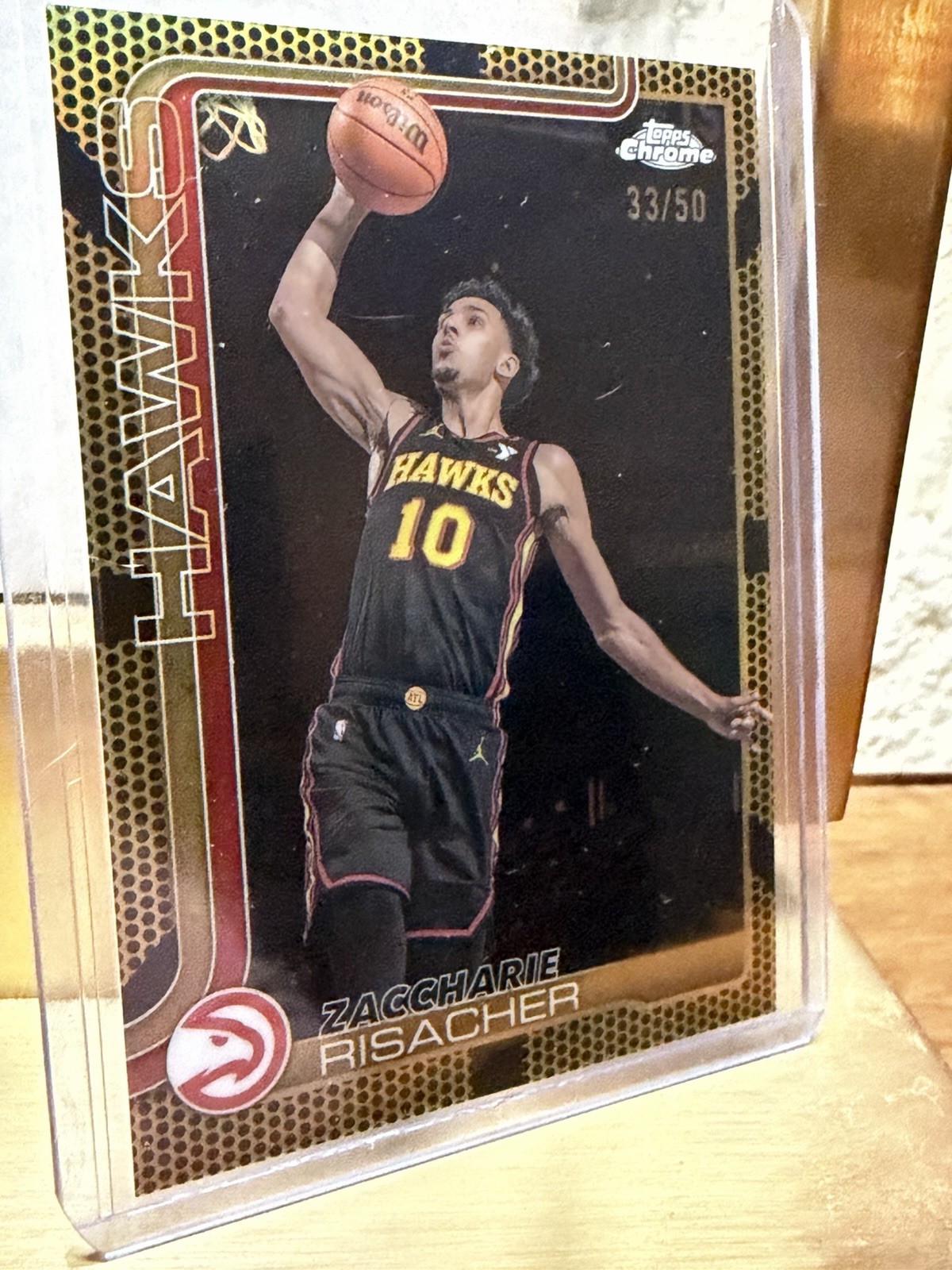 Topps Chrome Zaccharie Risacher Gold Refractor #2 Serial 33/50 Hawks