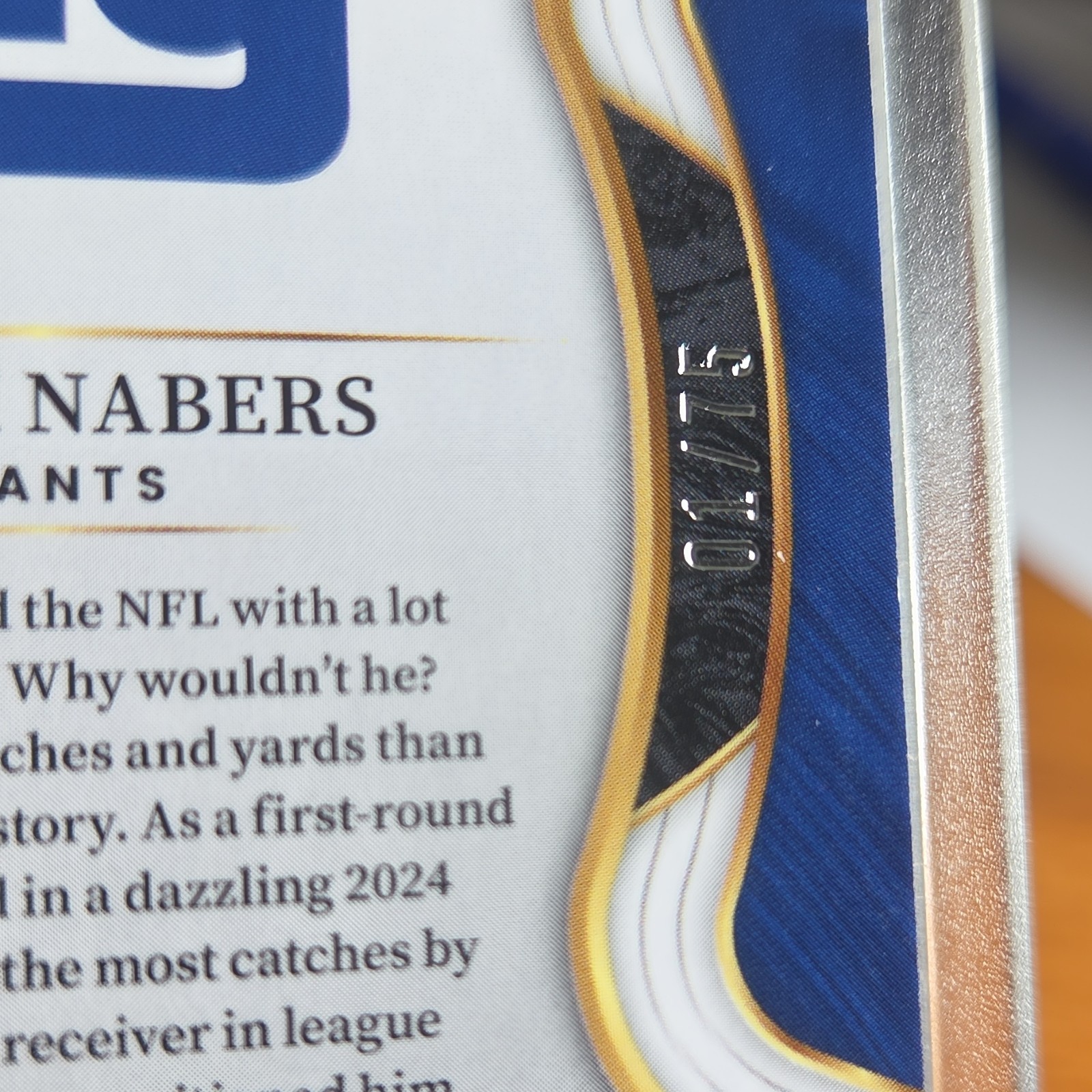 Malik Nabers 2025 Panini Select Purple Prizm 1/75 #94 Jersey Match Giants 🔥