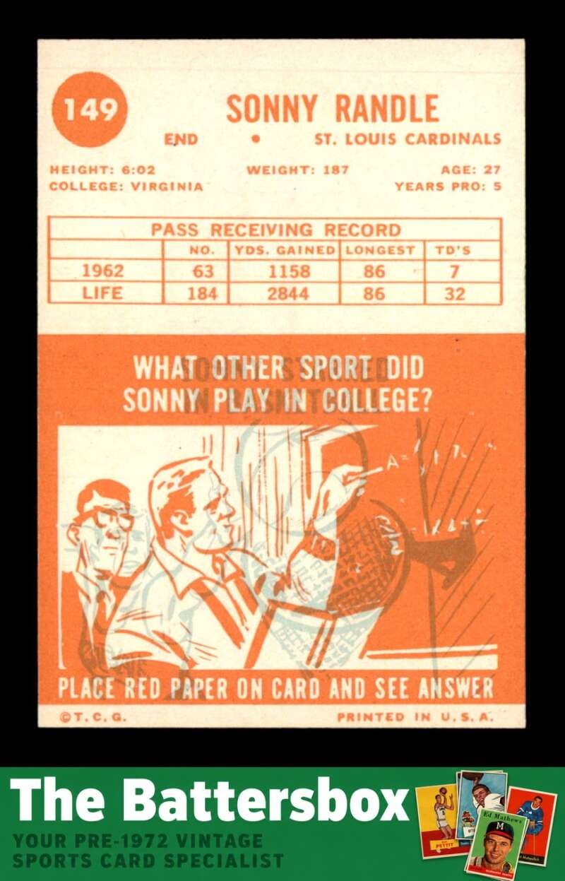 1963 Topps #149 Sonny Randle EXMT/EXMT+ X3773562