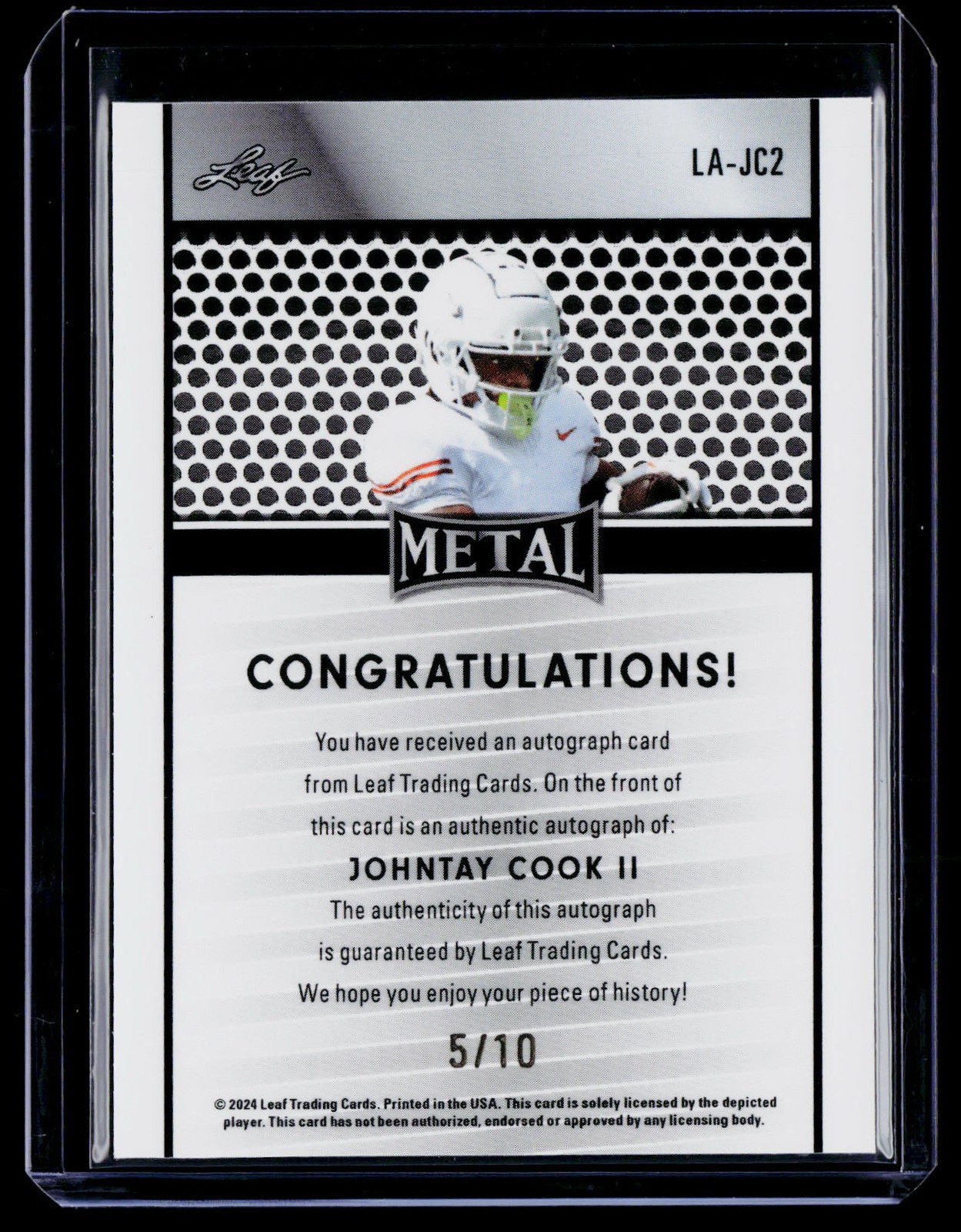 2024 Leaf Collective #5/10 Bronze Shimmer Johntay Cook II Metal Auto