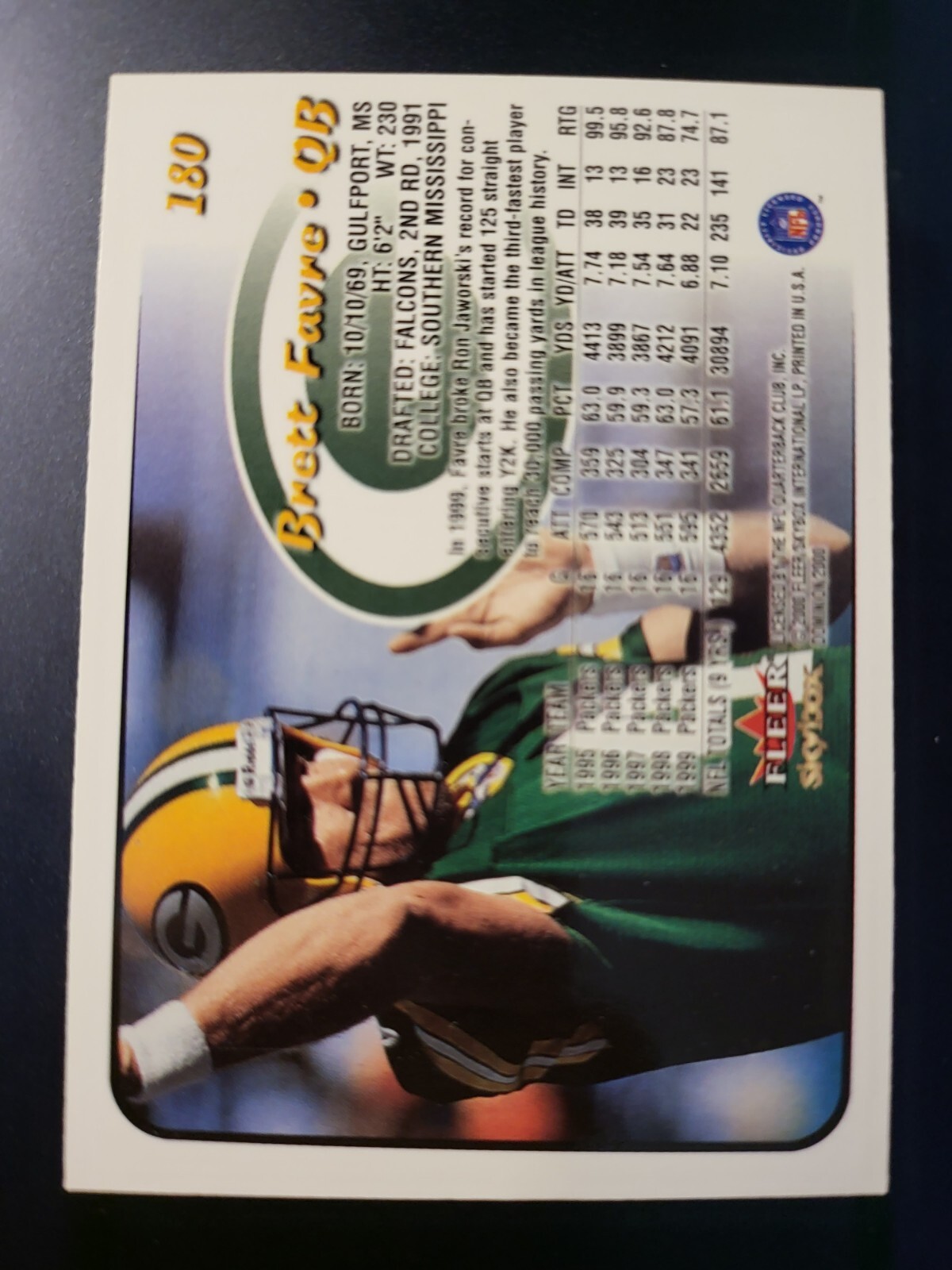 2000 Fleer Skybox Dominion Brett Favre card #180