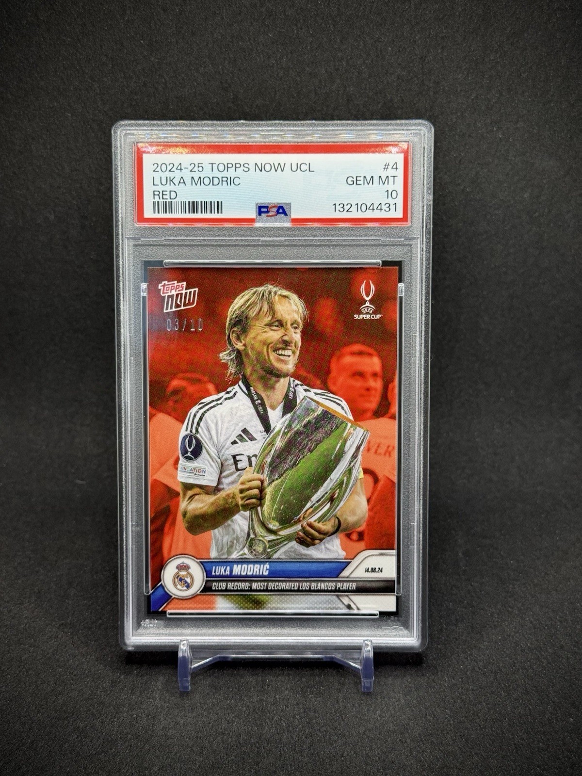Luka Modric 2024 Topps Now UCL Most Decorated Los Blancos Red /10 SSP PSA 10