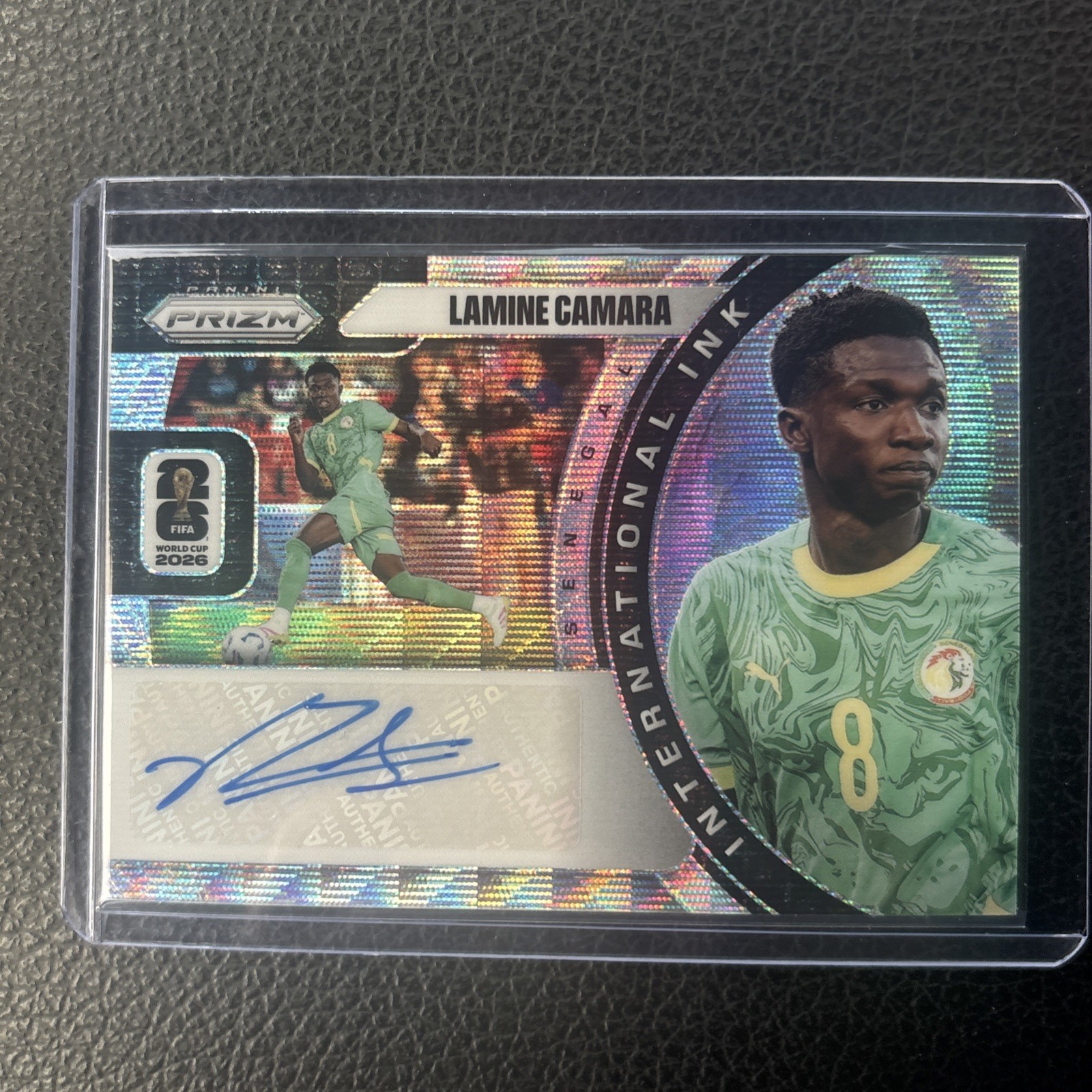 Lamine Camara 2026 Panini Prizm World Cup International Ink Auto Senegal Wave