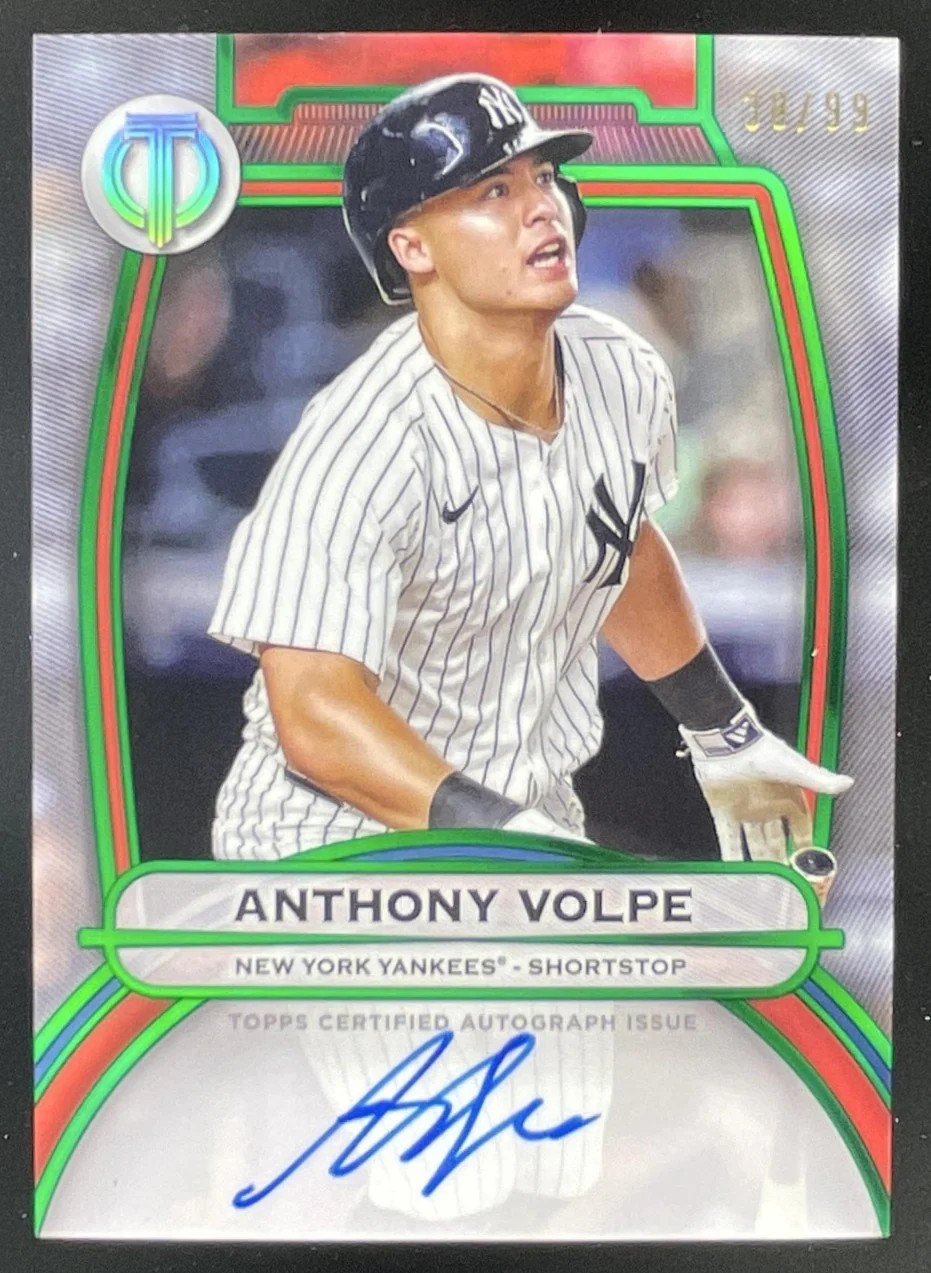 2025 Topps Tribute Tribute Autographs Green #TA-VOL Anthony Volpe Auto /99