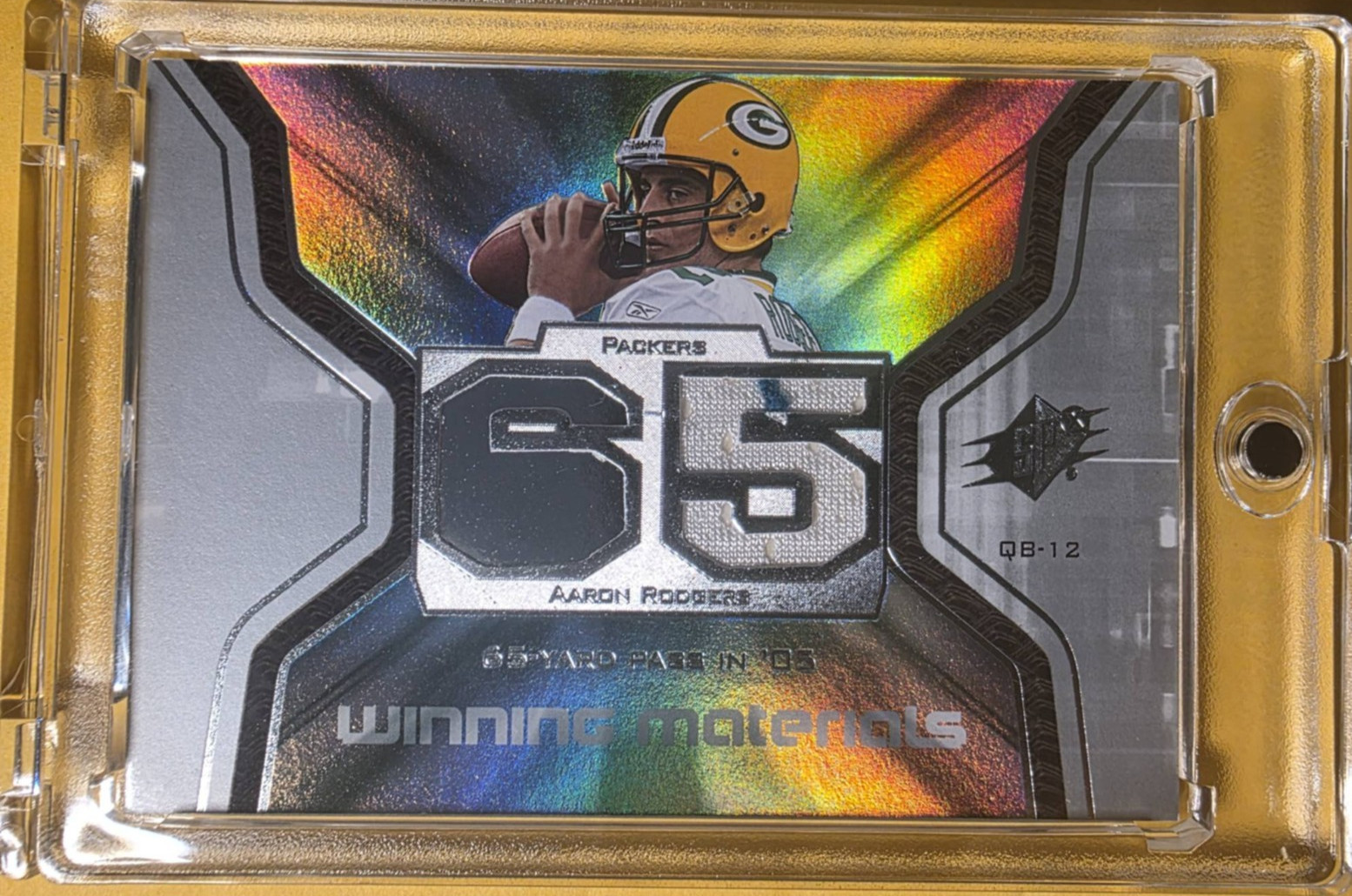 Aaron Rodgers #WMS-AR Game Used Jersey Patch 2007 SPx Winning Materials Packers