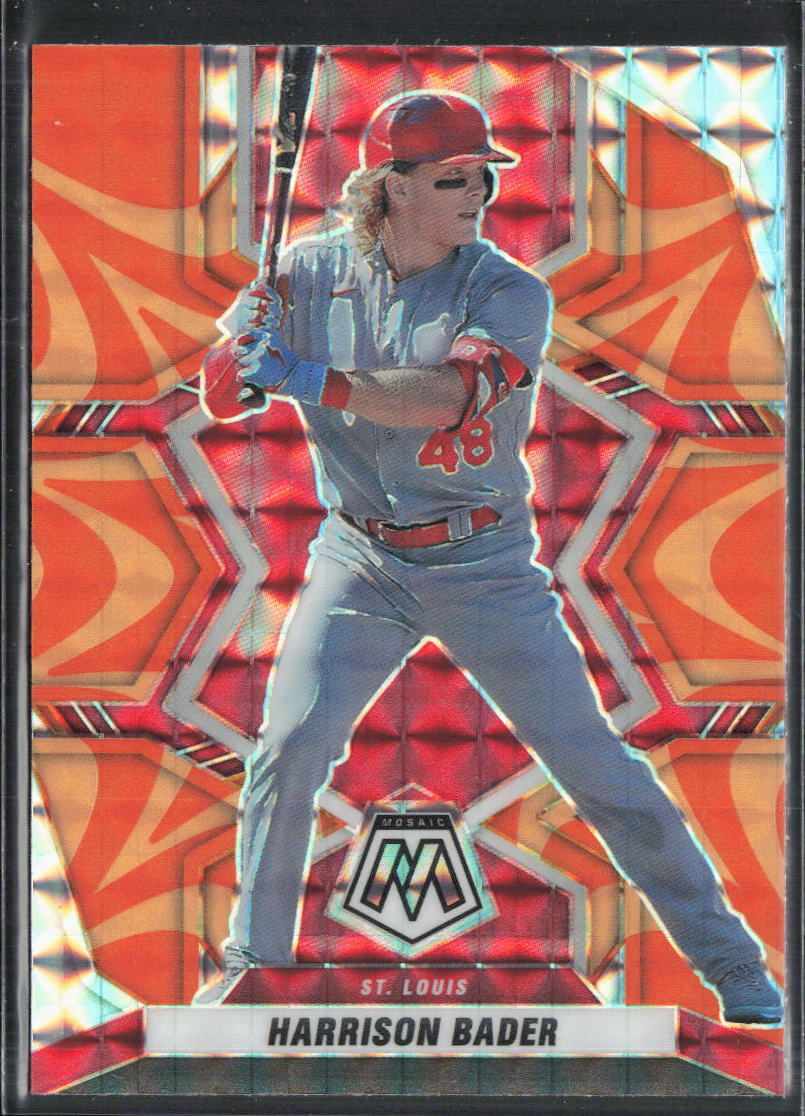 2022 Panini Mosaic #80 Harrison Bader Reactive Orange Mosaic Prizm Cardinals
