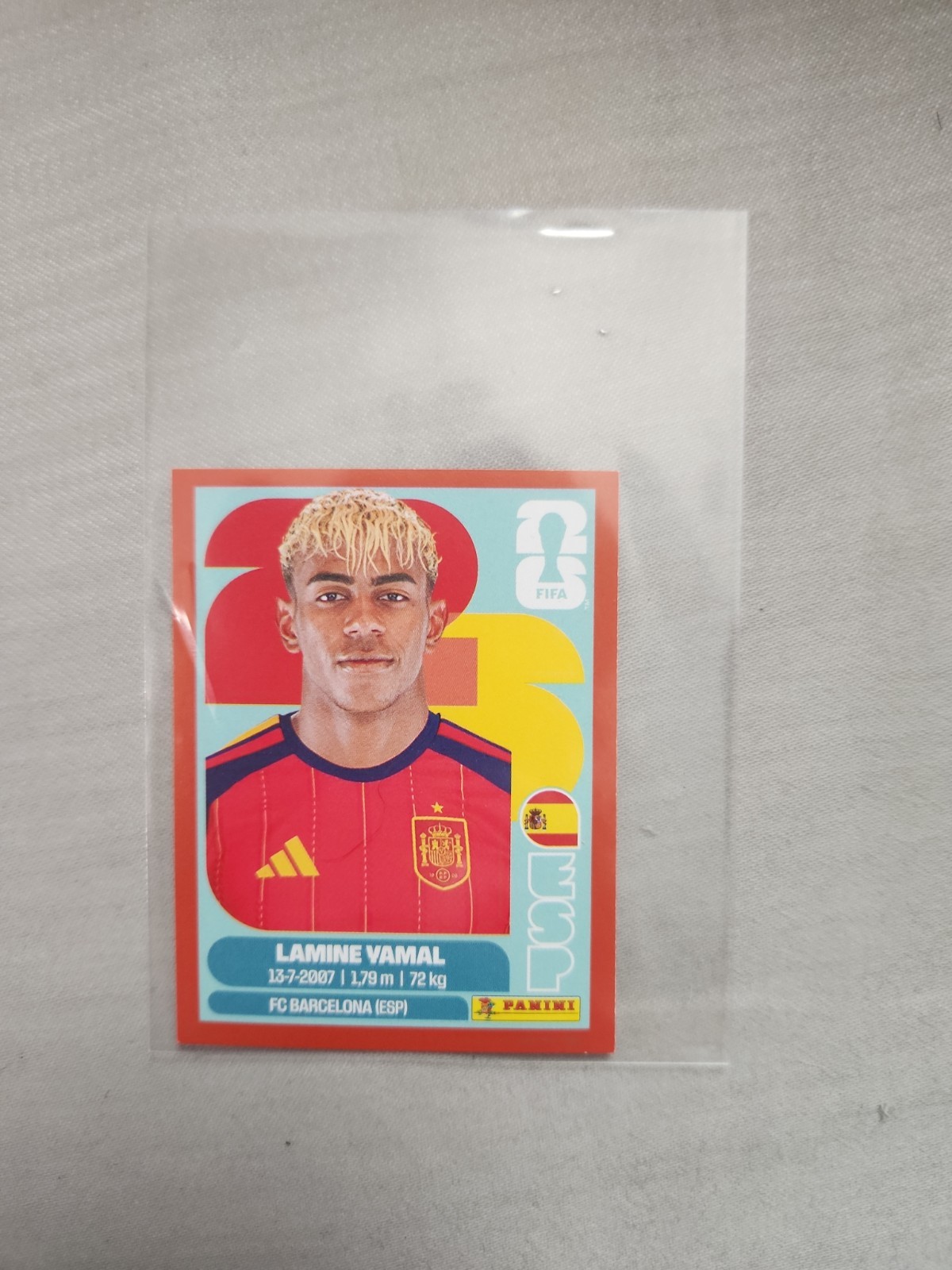 2026 Panini FIFA World Cup Lamine Yamal Sticker #ESP15 Red Parallel Color Match