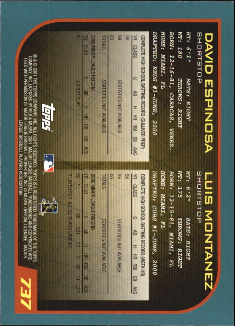 2001 Topps Baseball Card #737 L.Montanez RC D.Espinosa
