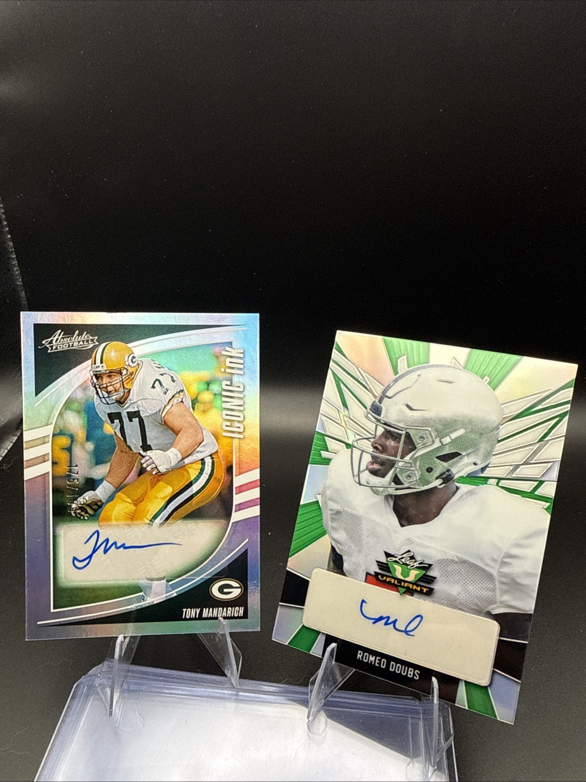 Romeo Doubs Leaf Auto 26/40 Tony Mandarich Auto 175/199 Green Bay Packers