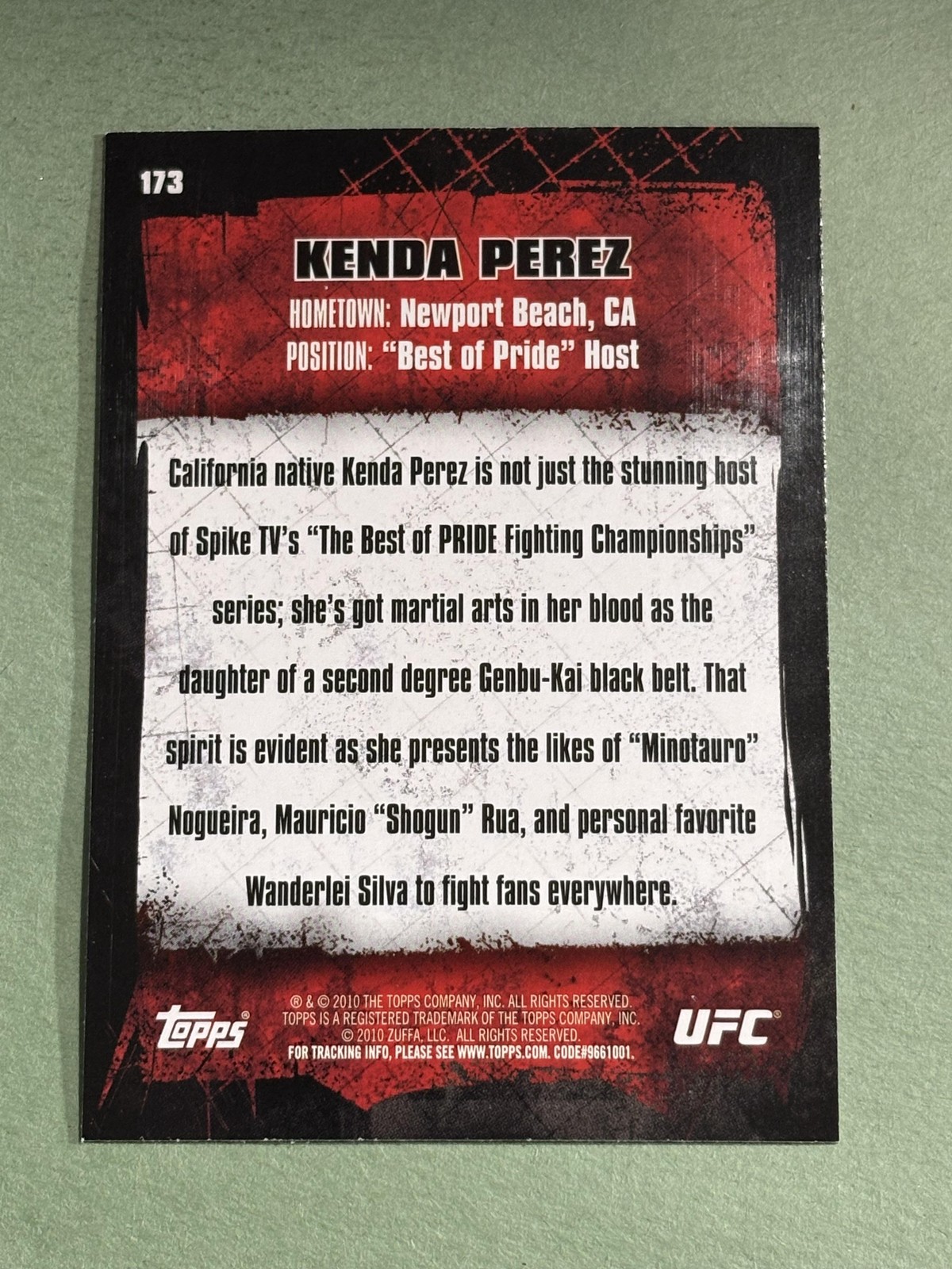 Kenda Perez 2010 Topps UFC #173 NN685