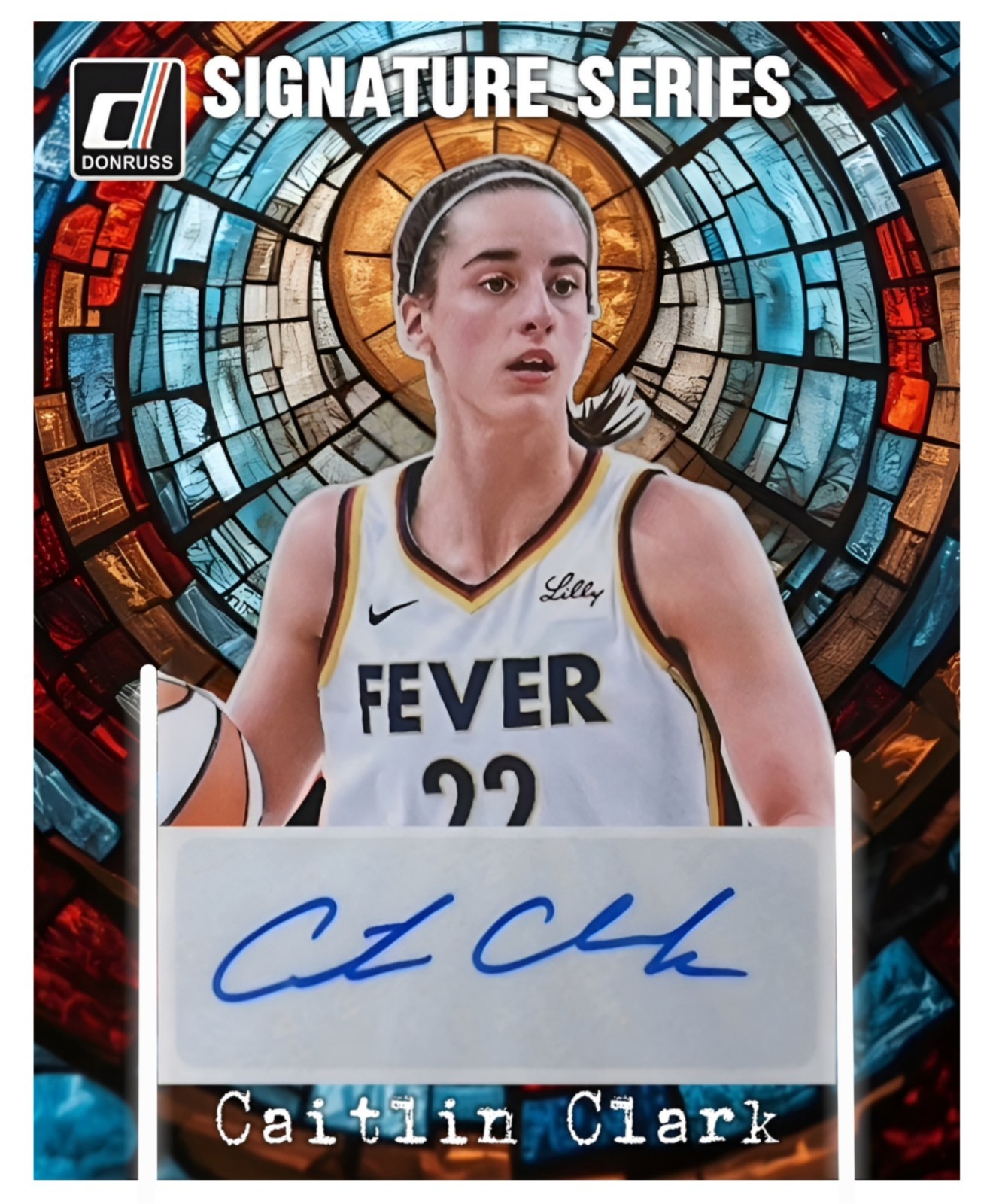 2025 Donruss WNBA Caitlin Clark Stained Glass Signature Series #/50 Rare Poster