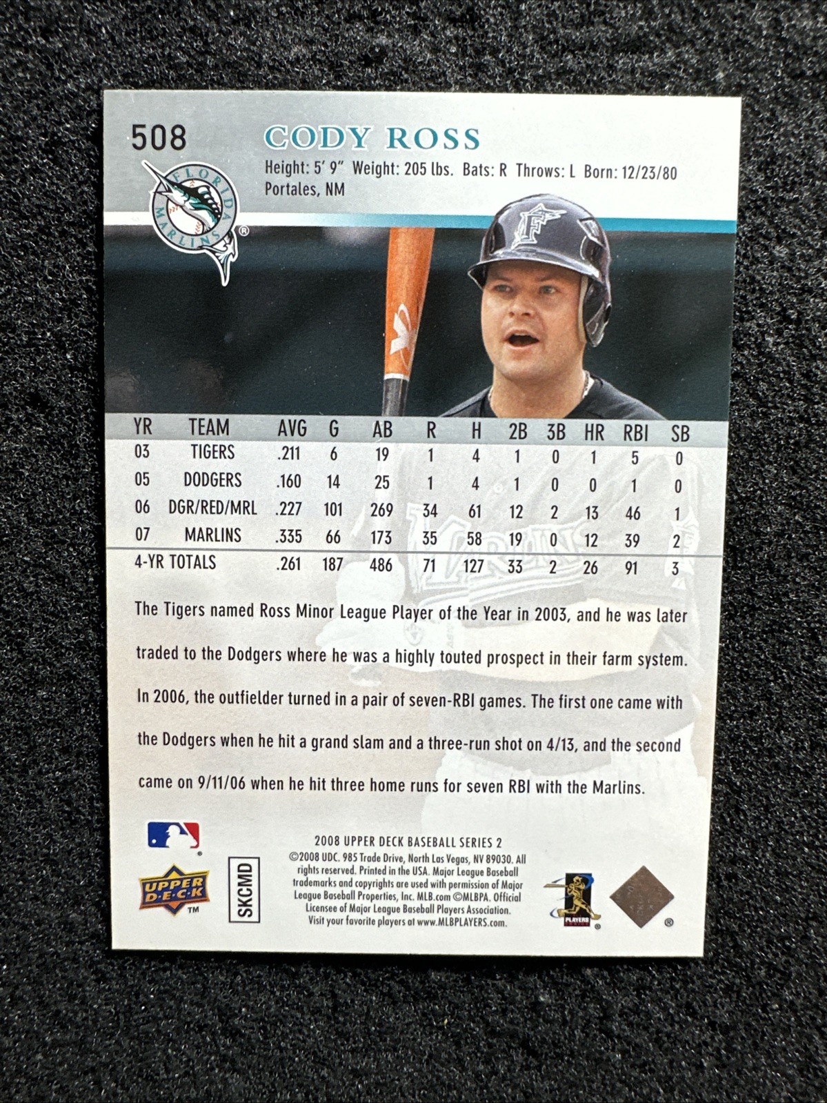 CODY ROSS 2008 Upper Deck #508 Florida Marlins (Buy 10 get 10 Free)