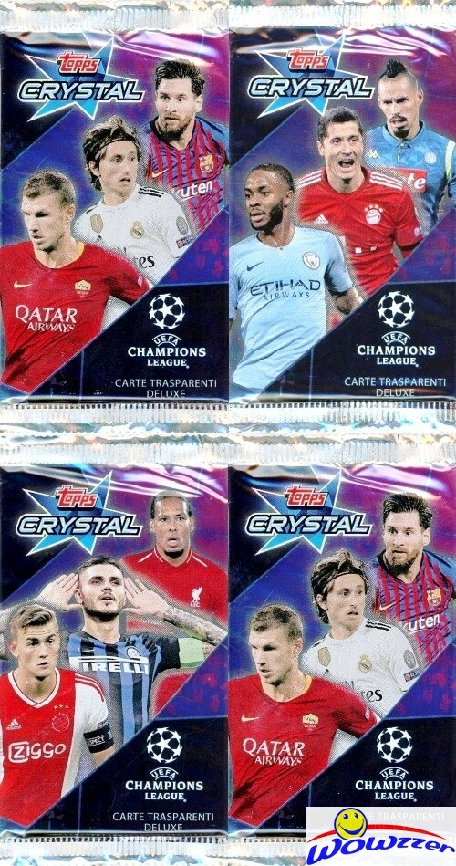 (4) 2018/19 Topps Champions League CRYSTAL Sealed HOBBY PACKS-JADON SANCHO RC YR