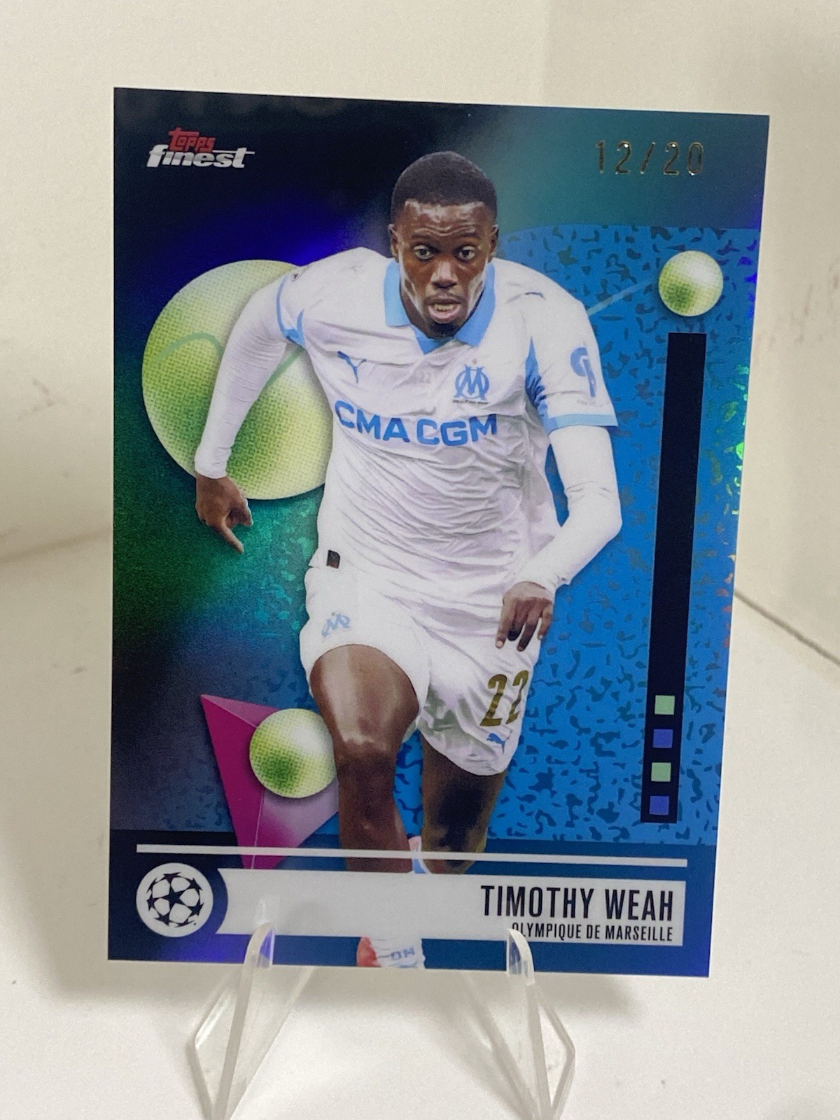Timothy Weah 2025 Topps Finest UEFA CC Black Refractor /20 #103