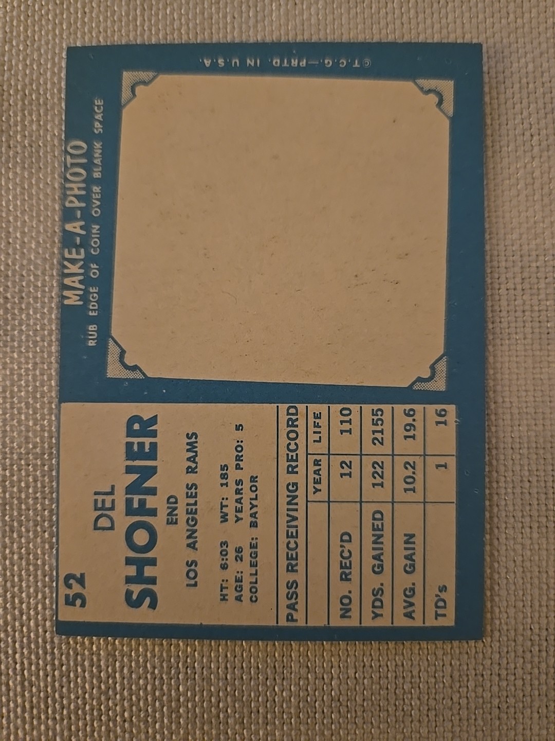 1961 Topps – Del Shofner #52 VG+