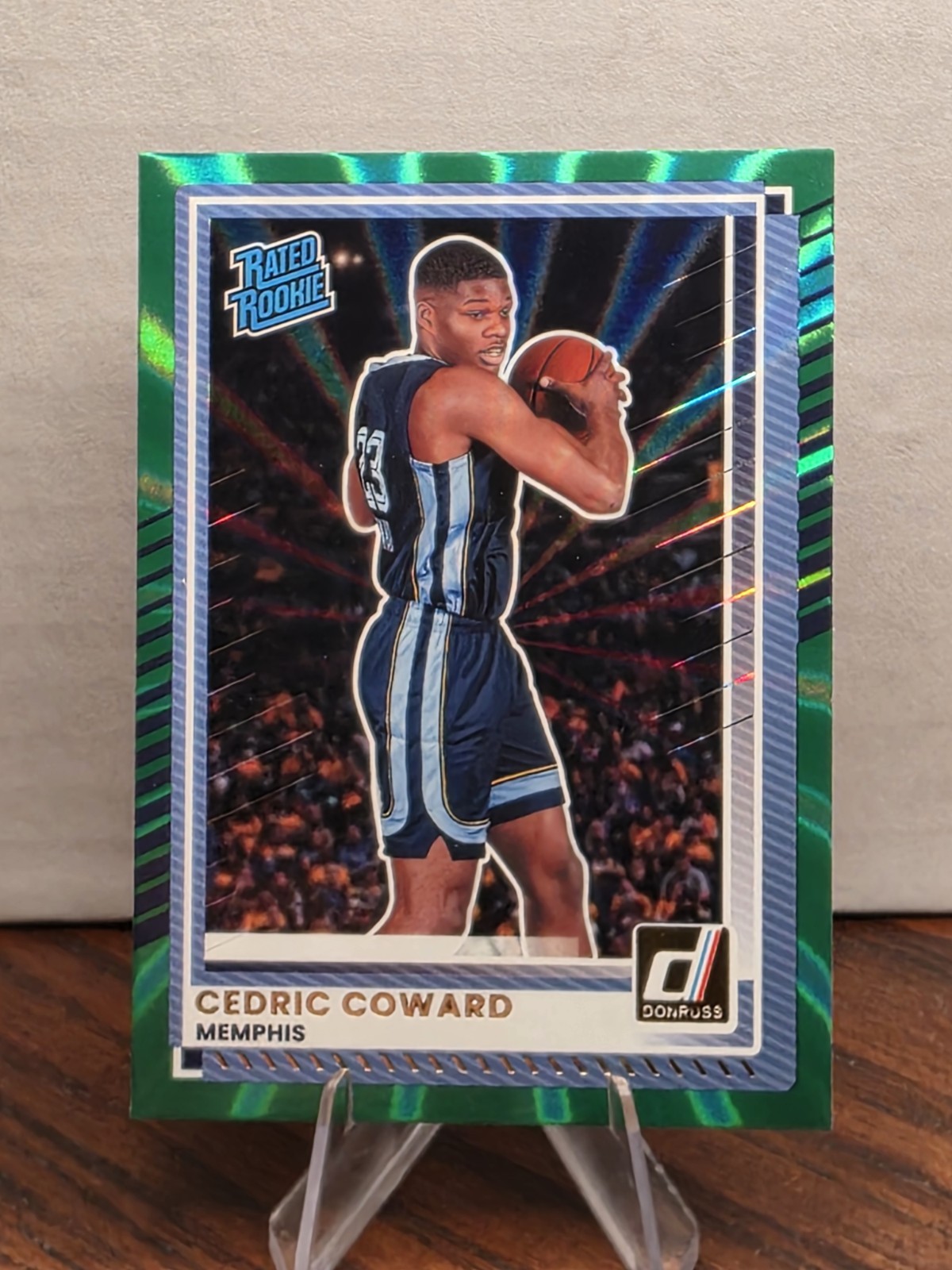 2025-26 Cedric Coward Holo Green Laser Rated Rookie Panini Donruss Basketball #5