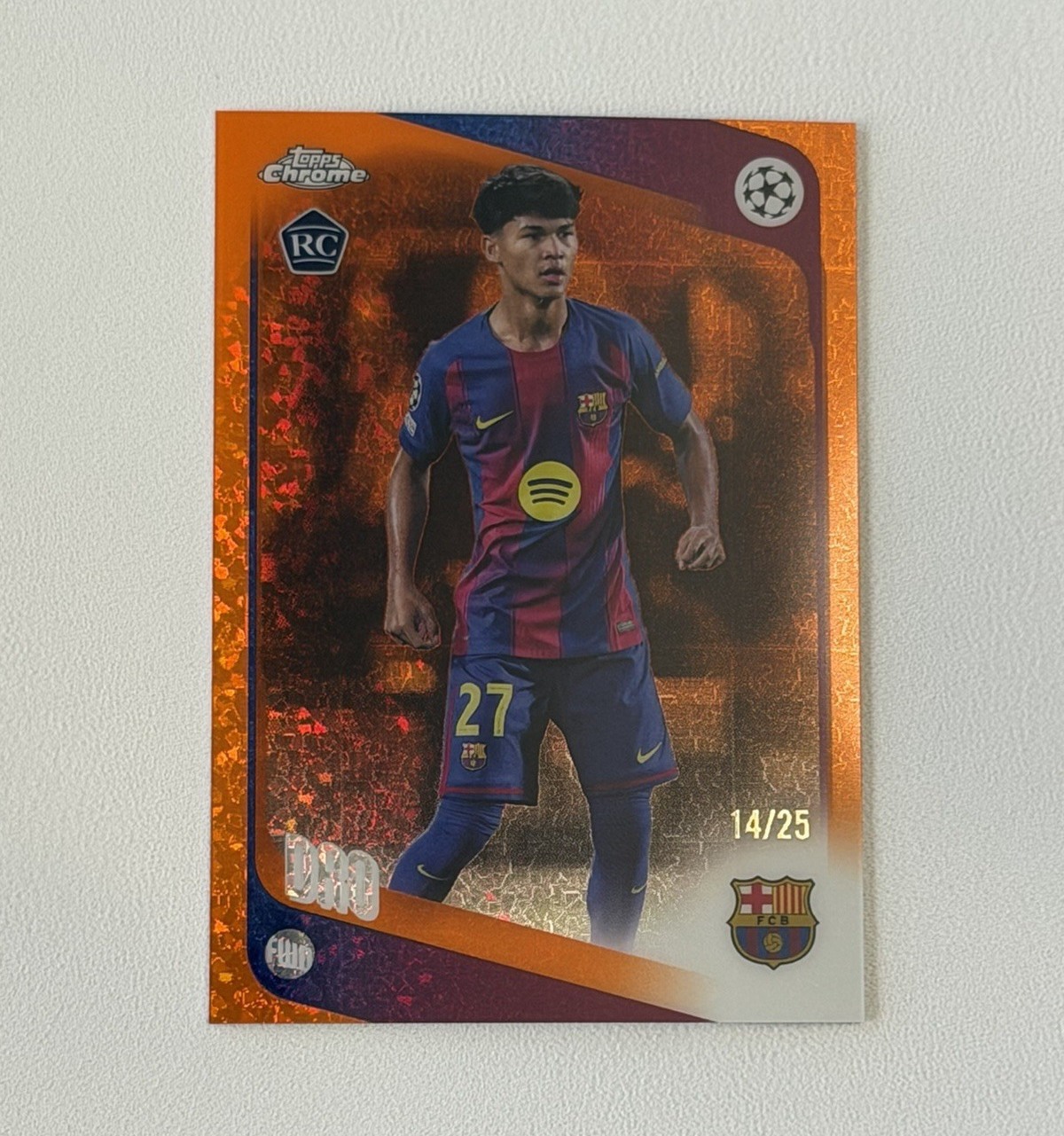 Dro RC 2026 Topps Chrome Orange Sparkle 14/25 #111 FC Barcelona