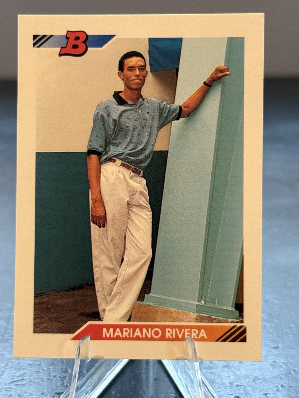 1992 Bowman – E at Bottom Left Corner #302 Mariano Rivera (RC)
