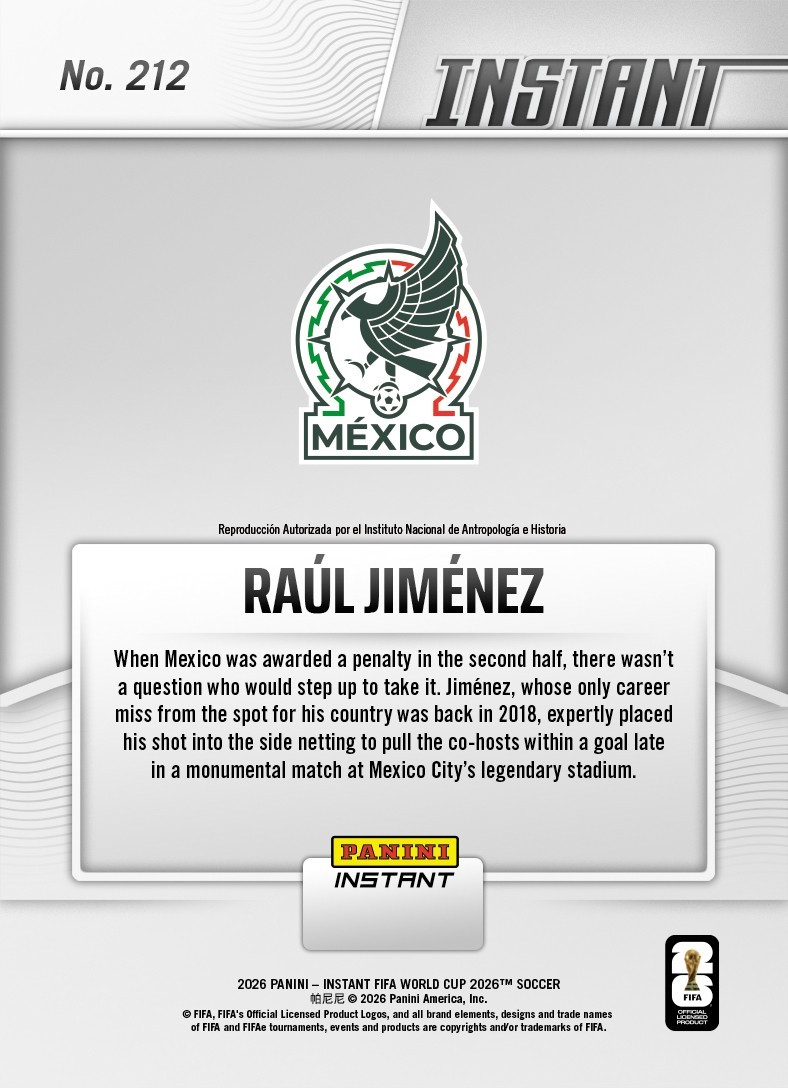 2026 Panini Instant FIFA World Cup #212 Raul Jimenez Mexico PRESALE