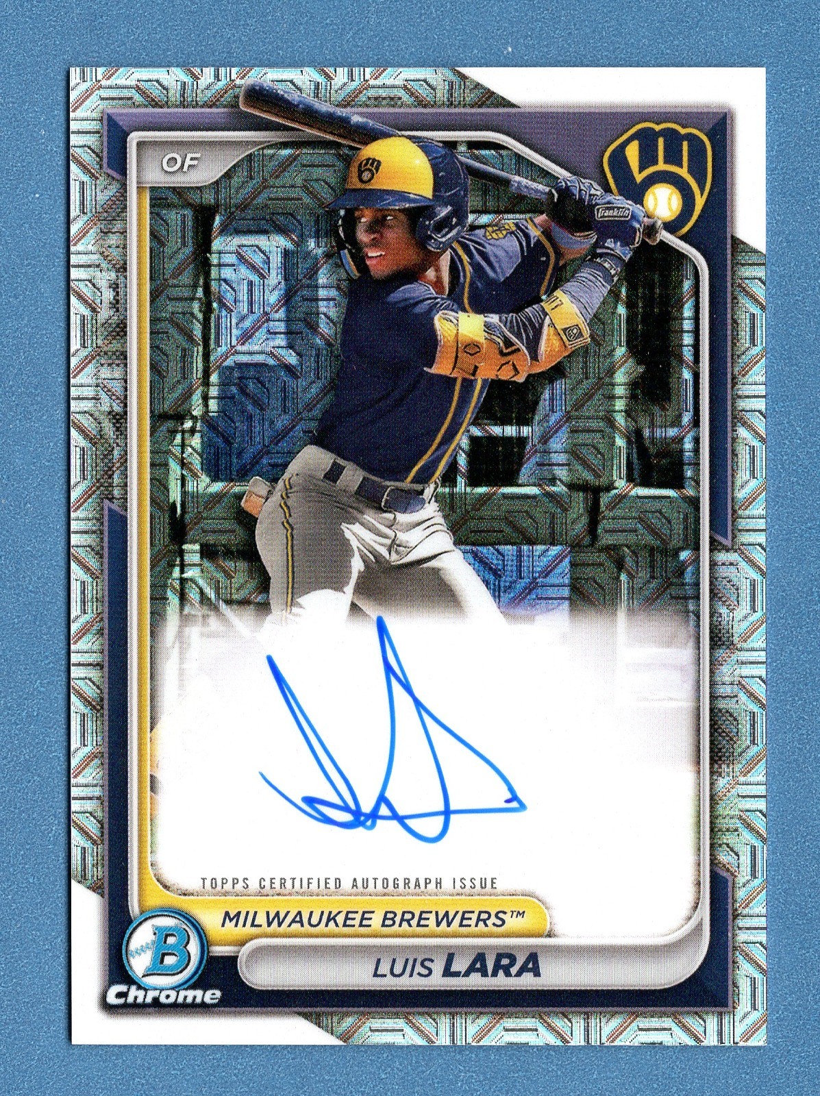 Luis Lara 2024 Bowman Chrome Mega Box Mojo Rookie On Card Auto BMA-LL Brewers RC