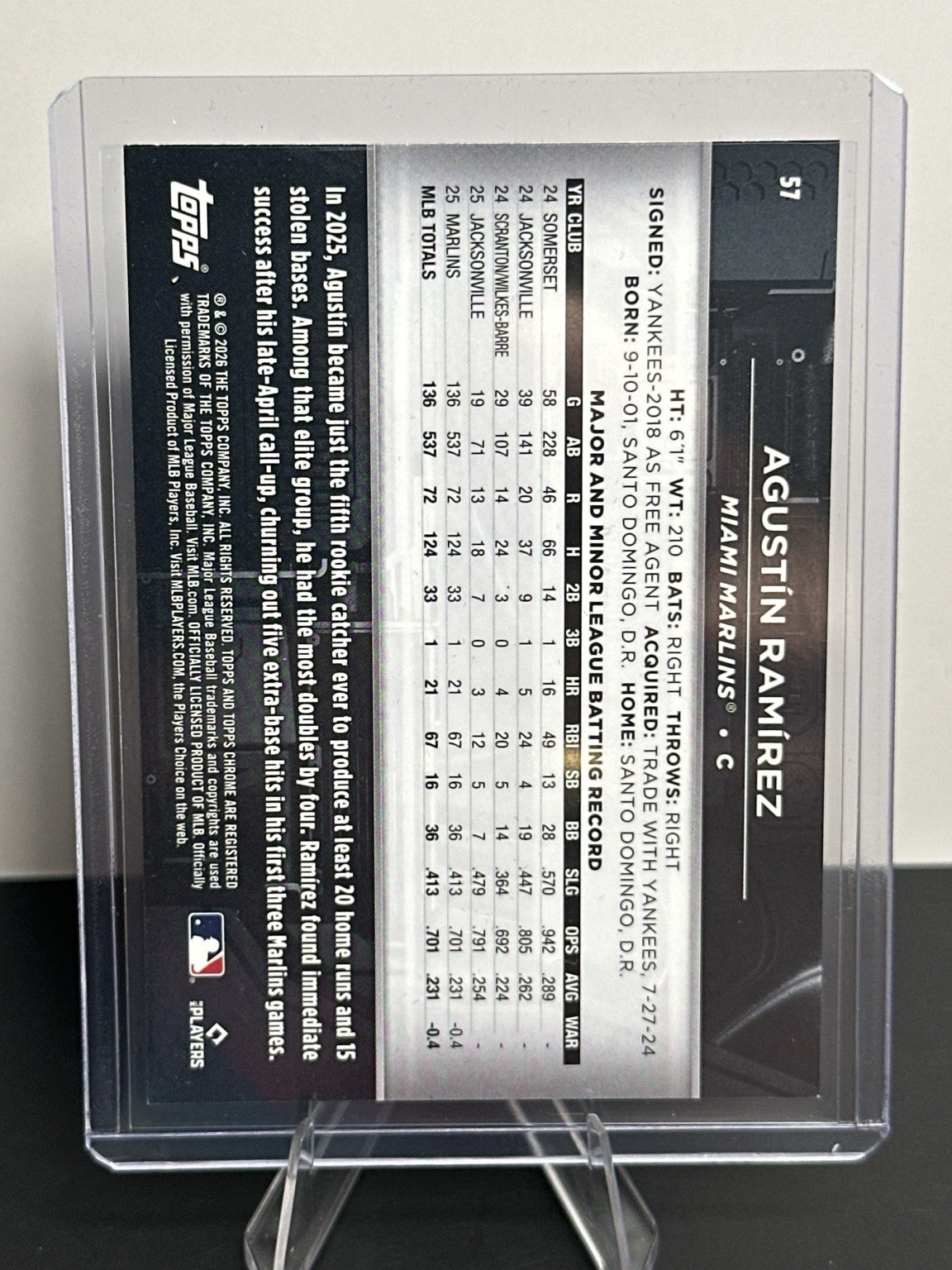 2026 Topps Chrome Black Agustin Ramirez Orange Mini Diamond RC #57 10/25