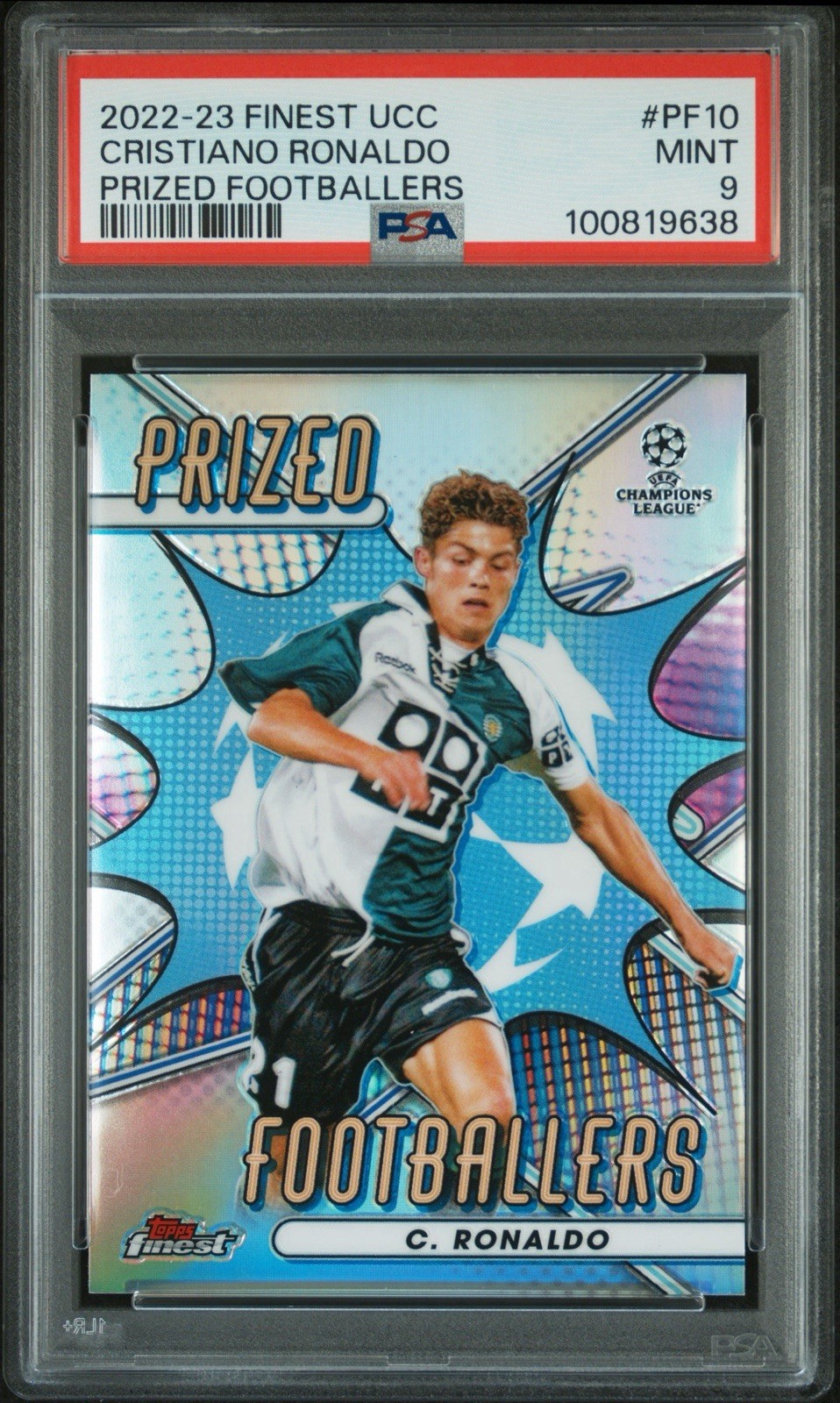 2022-23 Topps Finest UEFA UCC Cristiano Ronaldo Prized Footballers PF-10 PSA 9