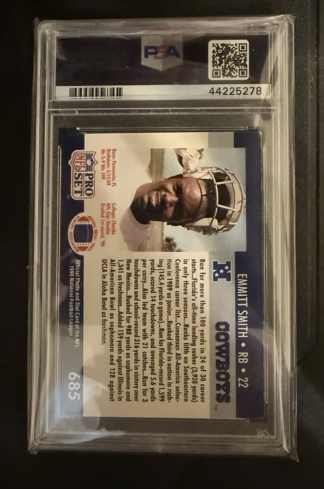 Pro Set 1990 Draft Rookie Emmitt Smith Dallas Cowboys #685 PSA 9 mint 🔥