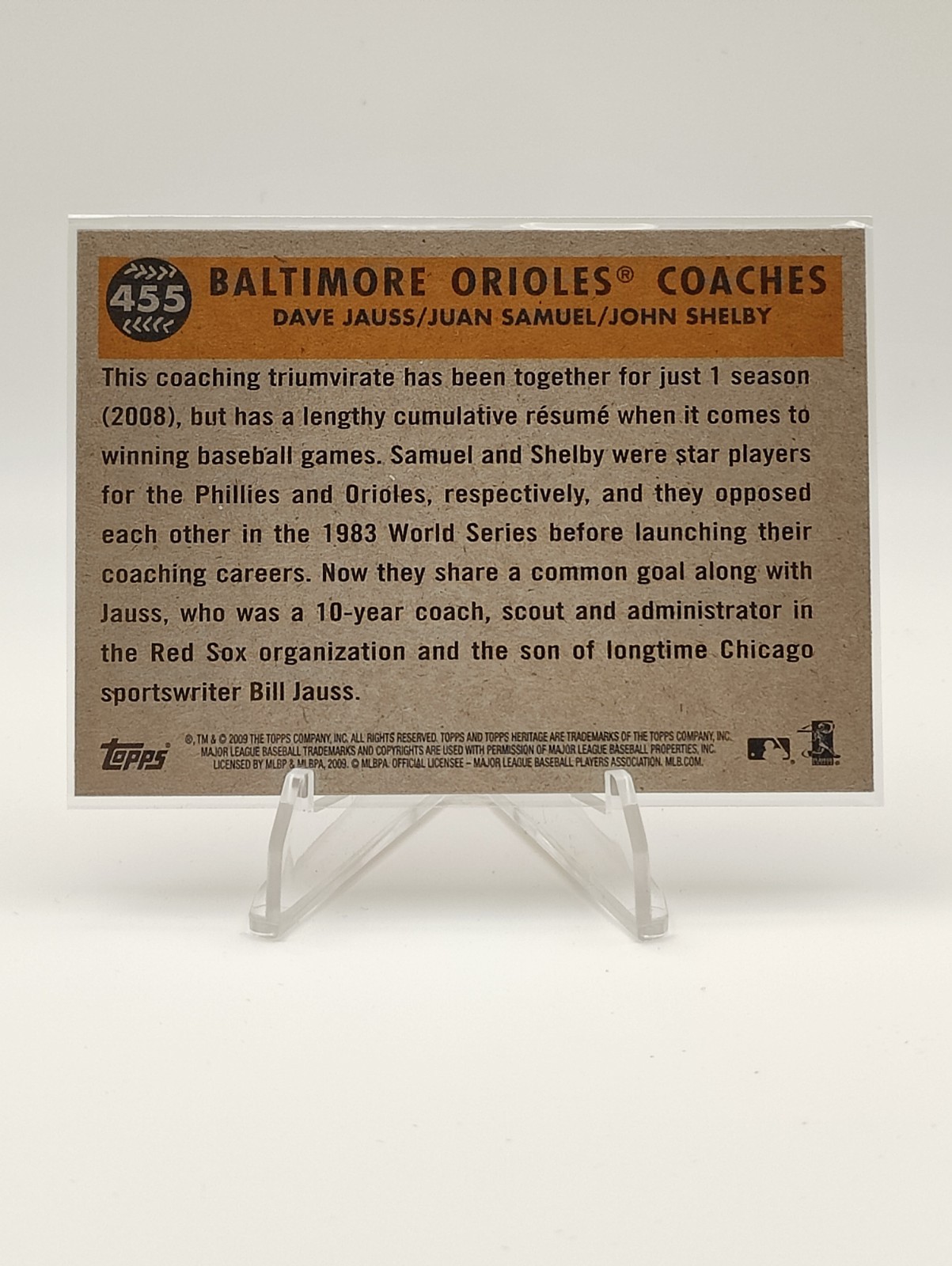 2009 Topps Heritage Jauss, Samuel, Shelby #455 Coaches (SP) Baltimore Orioles