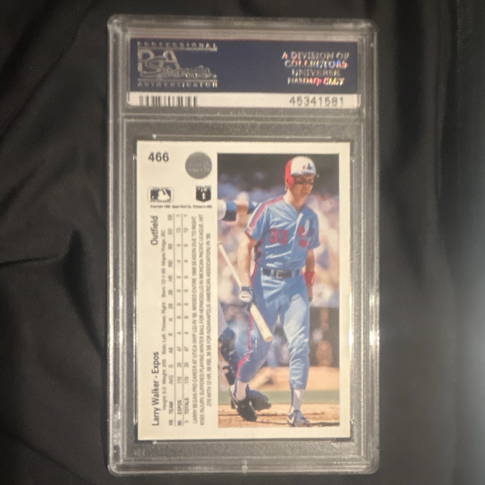 Upper Deck 1990 Larry Walker Montreal Expos #466 RC Base Set PSA 10