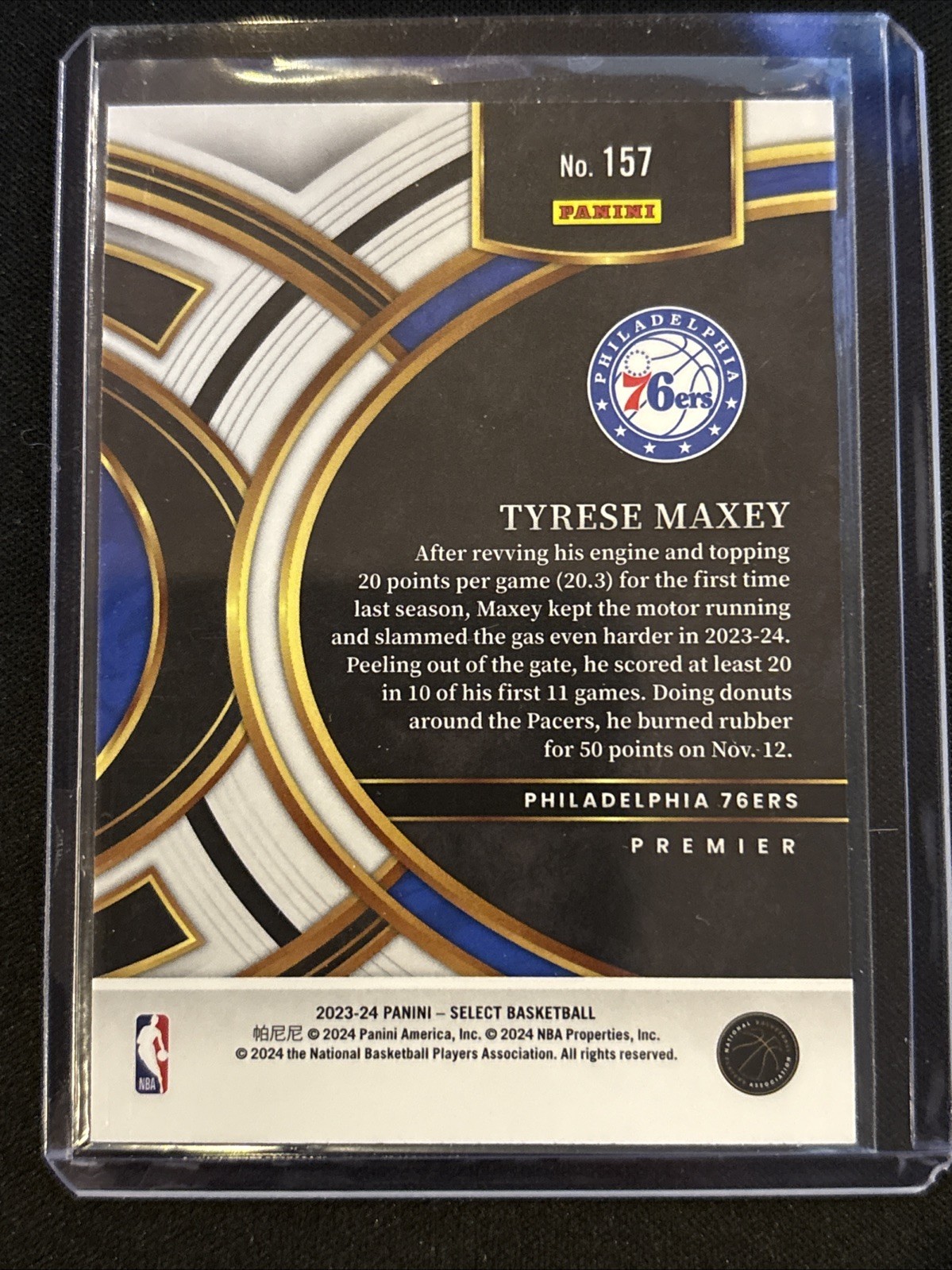 🔥Tyrese Maxey 2023-24 Panini Select #157 Blue Retail Parallel Premier 76ers