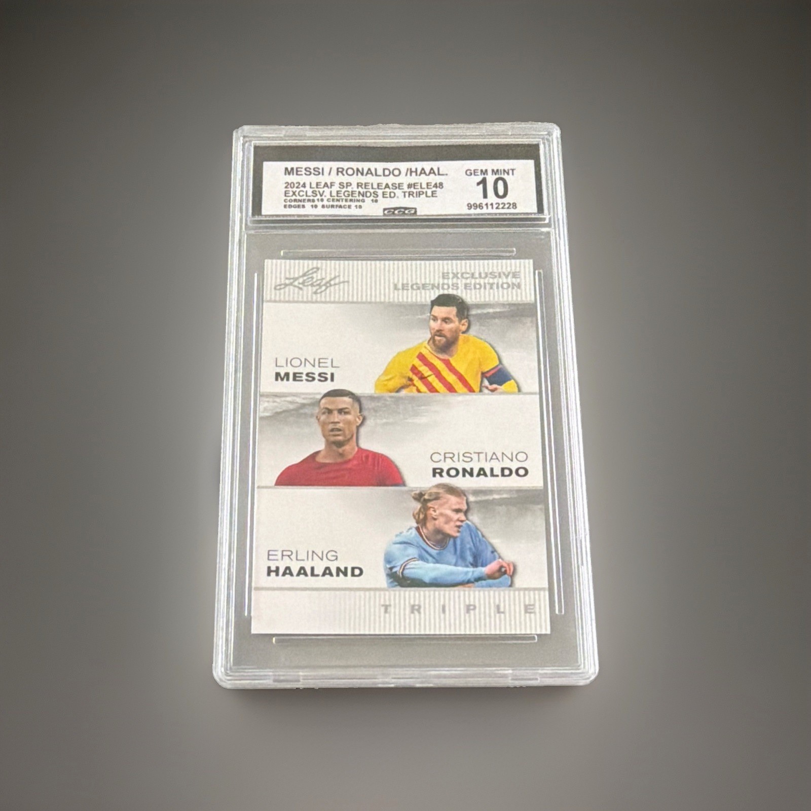 Leaf 2024 Special Release Exclusive Legends ELE-48 Messi Ronaldo Haaland CGC 10