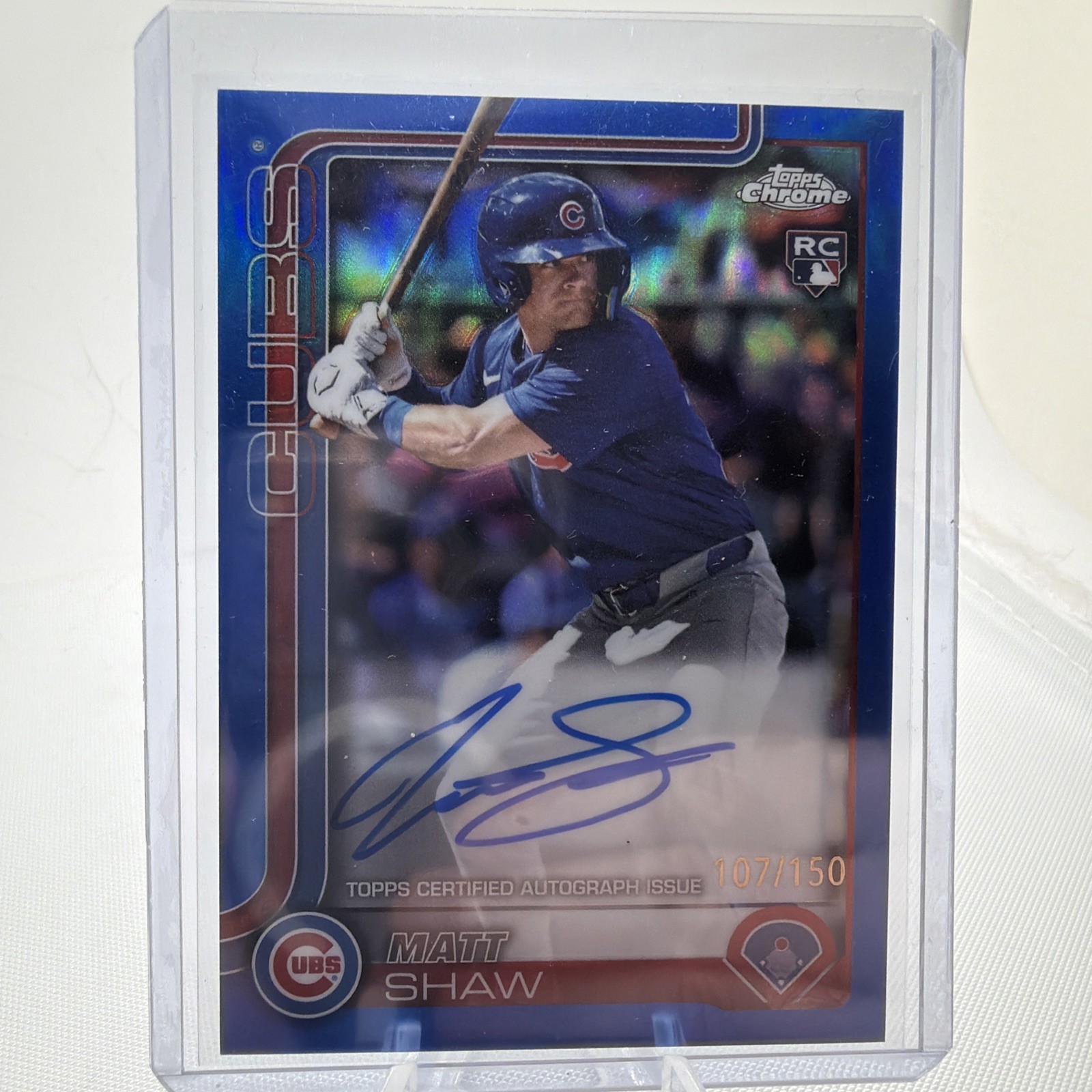 2025 Topps Chrome Matt Shaw #107/150 Rookie Auto Blue