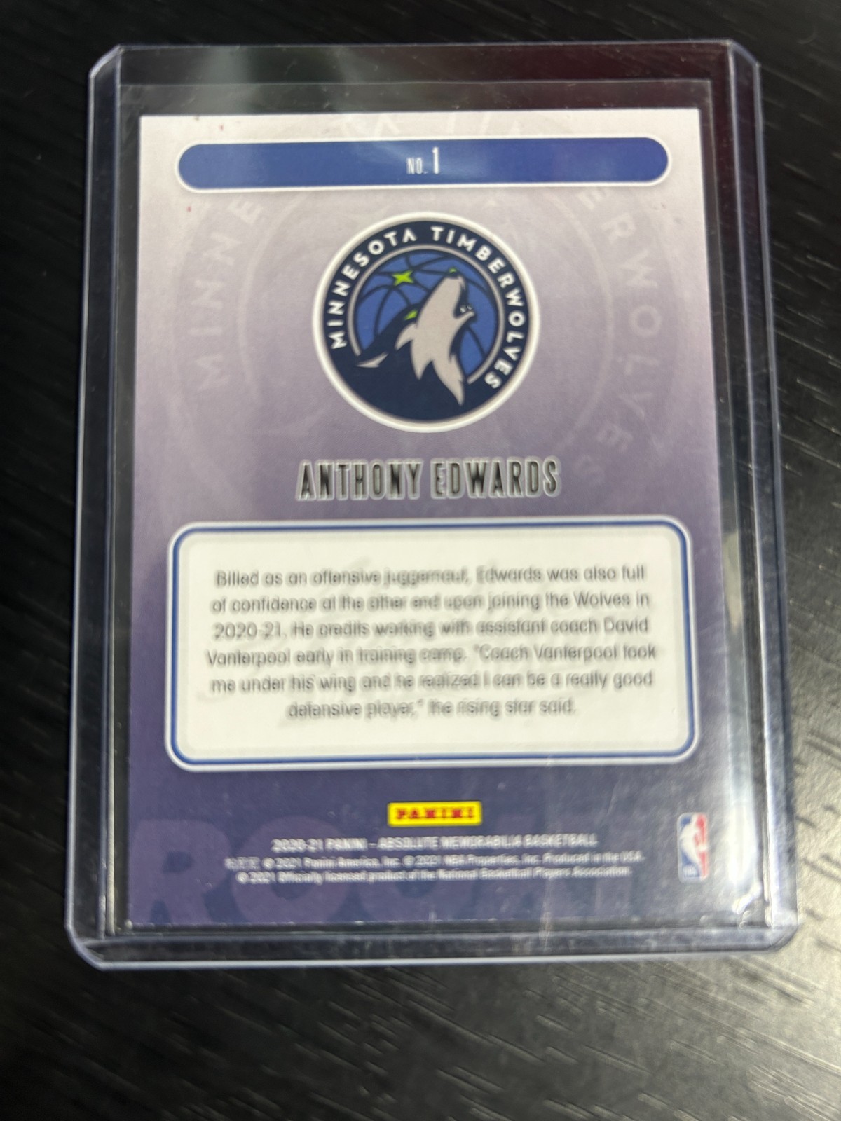 2020-21 Panini Absolute Memorabilia – Rookies Yellow Anthony Edwards #1 (RC)