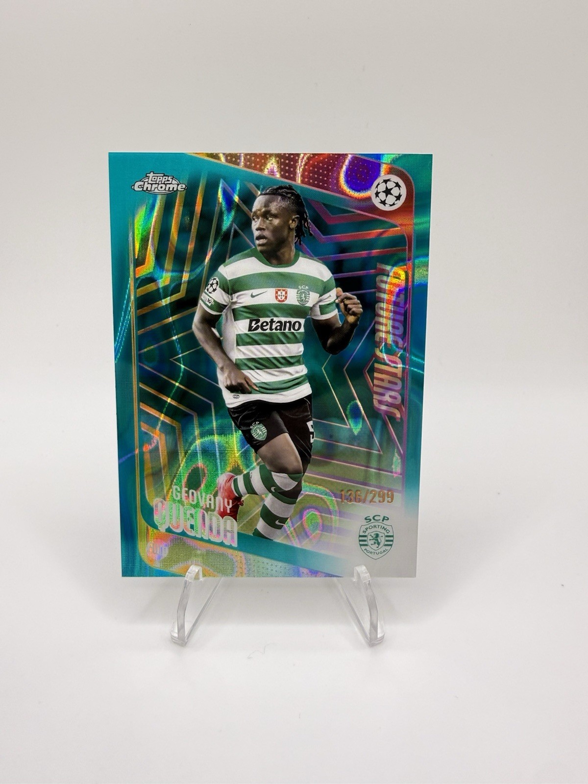 2025-26 Topps Chrome UEFA Geovany Quenda Future Stars Teal /299 Sporting CP