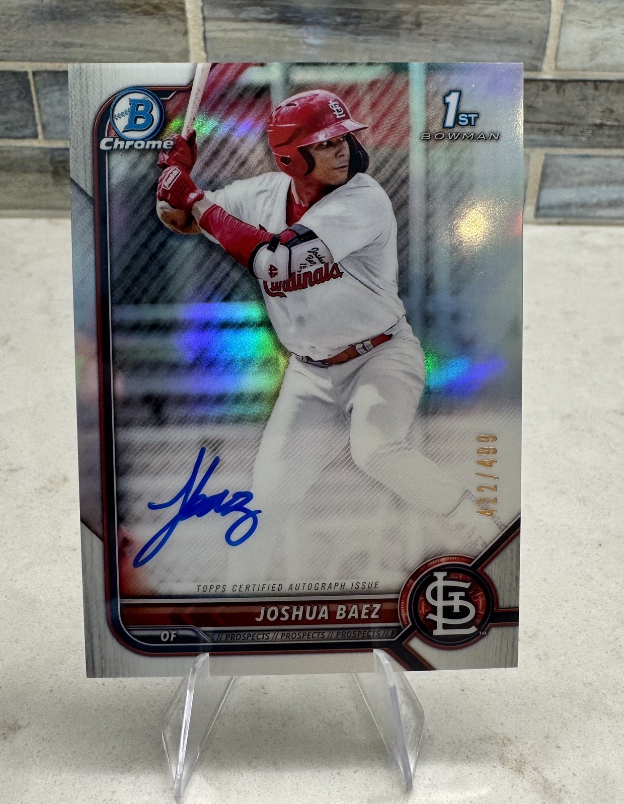 2022 1st Bowman Chrome Joshua Baez Prospect Refractor Auto #/499