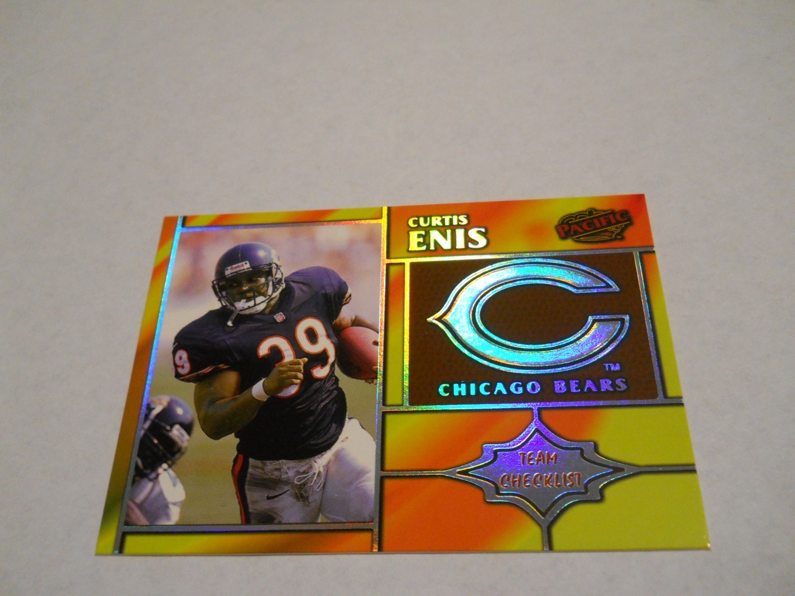 CURTIS ENIS TEAM CHECKLIST INSERT CHICAGO BEARS 1998 PACIFIC