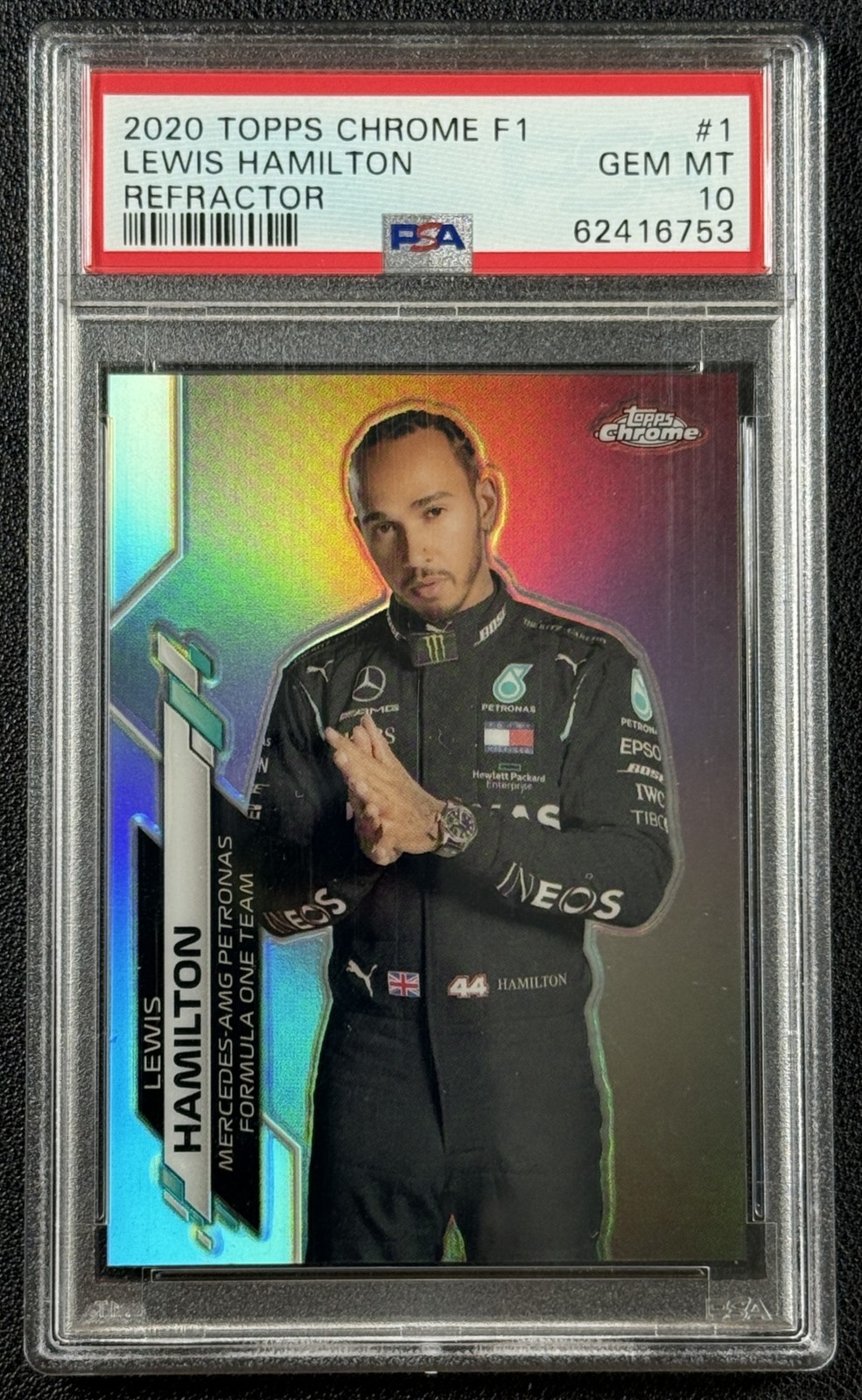 LEWIS HAMILTON PSA 10 2020 TOPPS CHROME FORMULA 1 F1 #1 REFRACTOR SP GEM 6753
