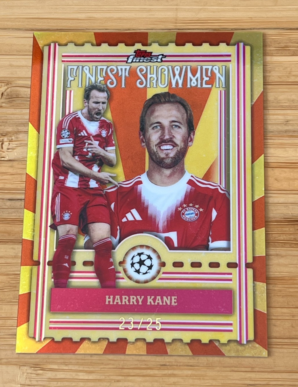 2025-26 TOPPS FINEST UEFA HARRY KANE SHOWMEN ORANGE REFRACTOR /25