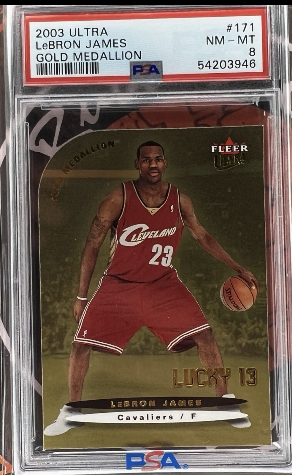 2003-04 LeBron James – PSA 8 Fleer Ultra Gold Medallion Die Cut Rookie RC #171