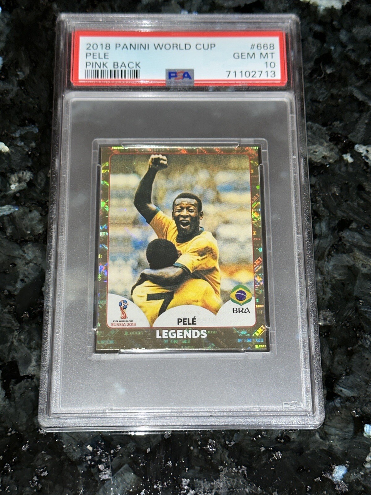 💎2018 PELE Panini World Cup Legends Pink Back Gold Foil Refractor PSA 10 prizm