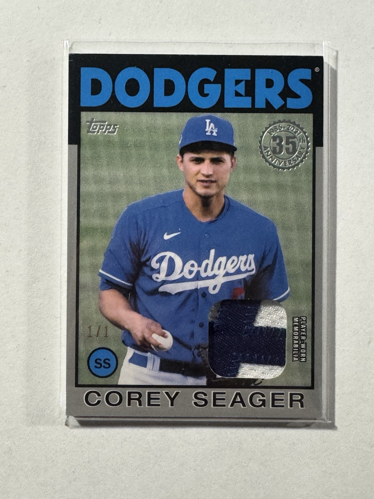 Corey Seager 2021 Topps #86R-CS 1986 35th Platinum True 1/1 Patch Relic Dodgers