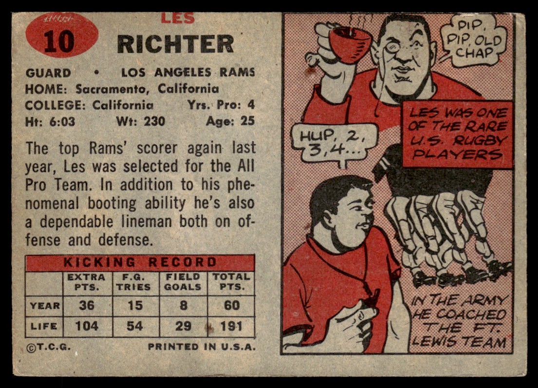 1957 Topps Les Richter VG+ Los Angeles Rams #10