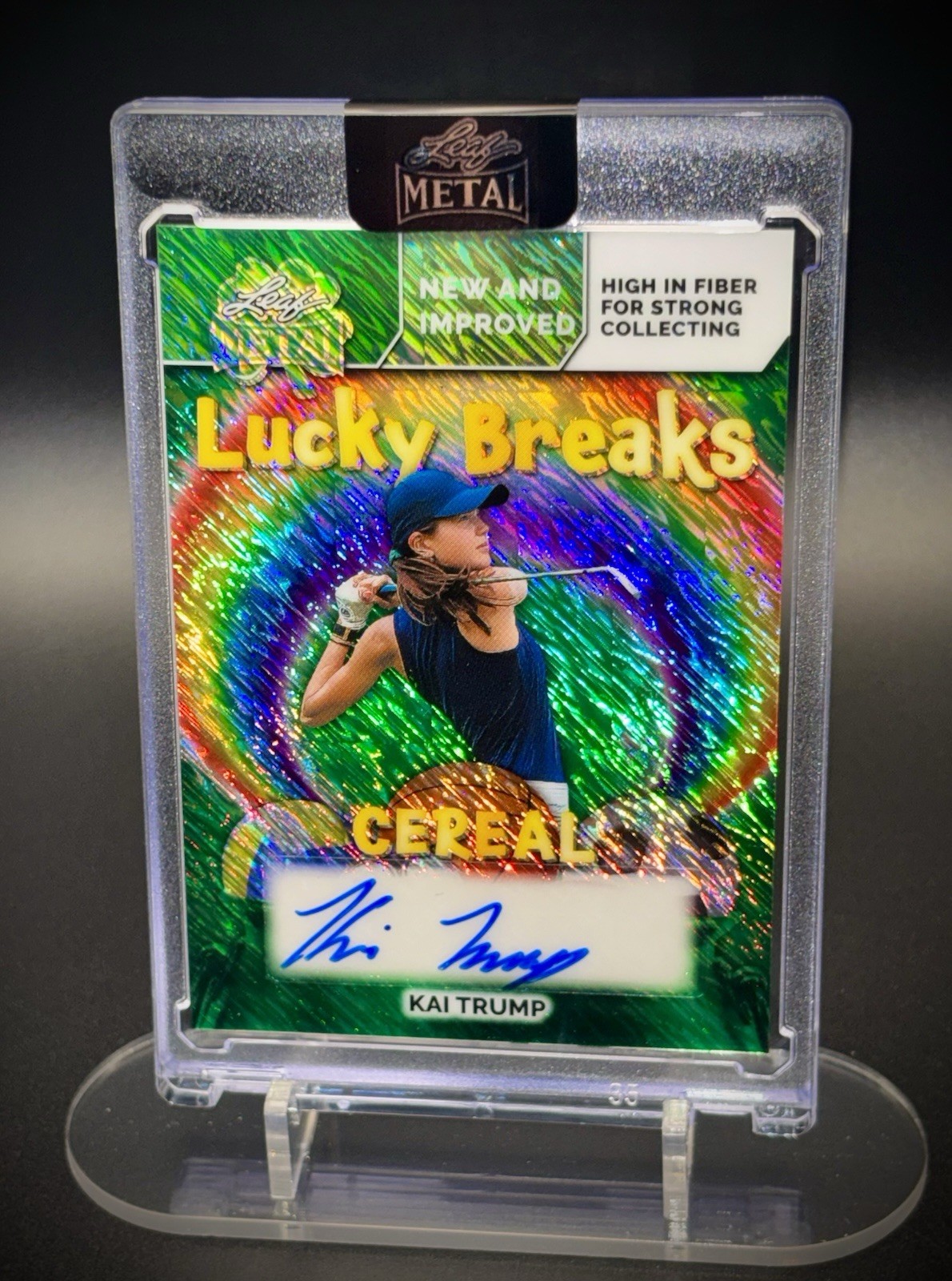 Kai Trump Auto 1/1 Leaf Metal Shimmer Lucky Breaks / Near Mint