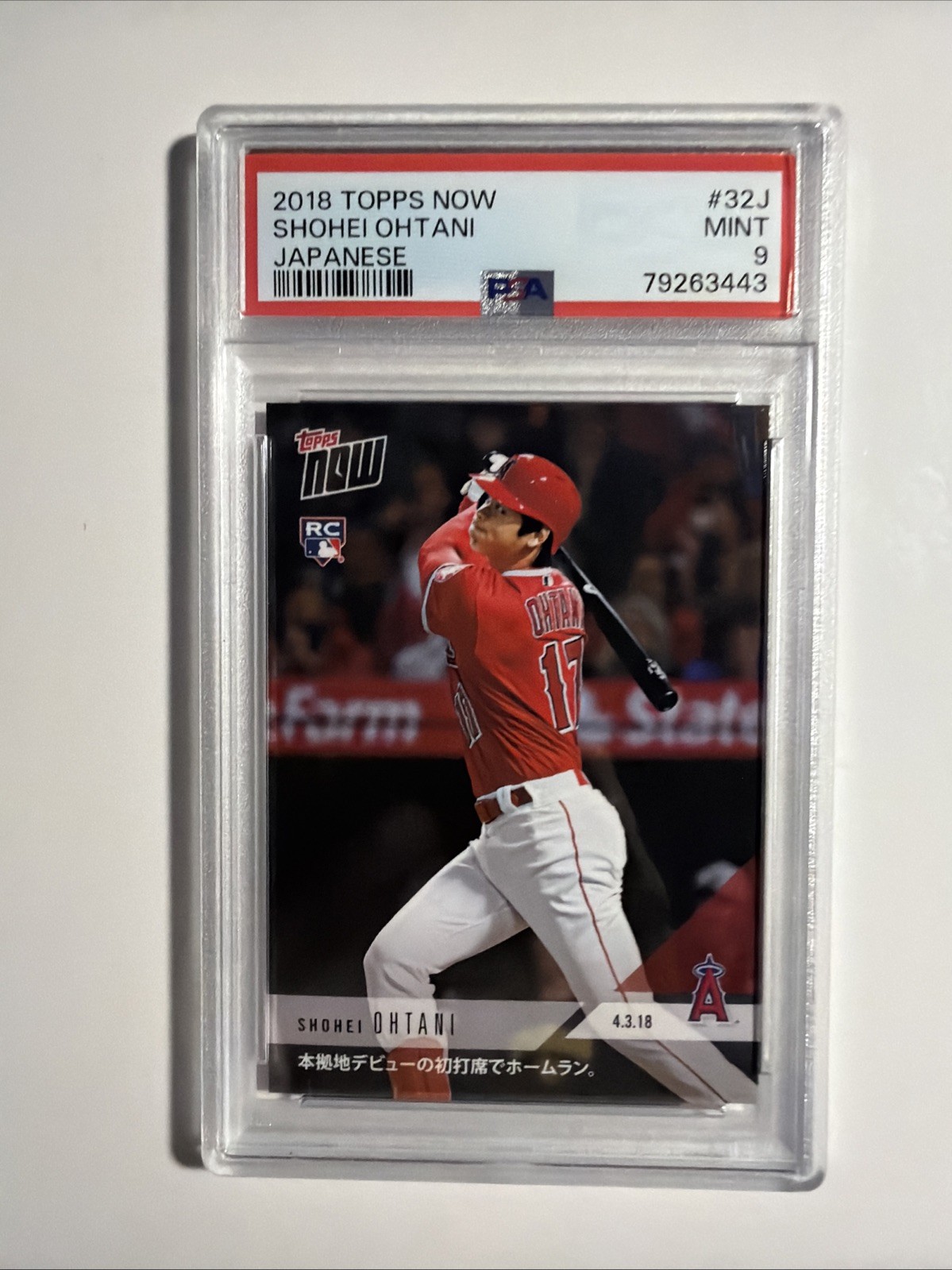 Topps 2018 Now Shohei Ohtani Angels Japan PSA 9 RC