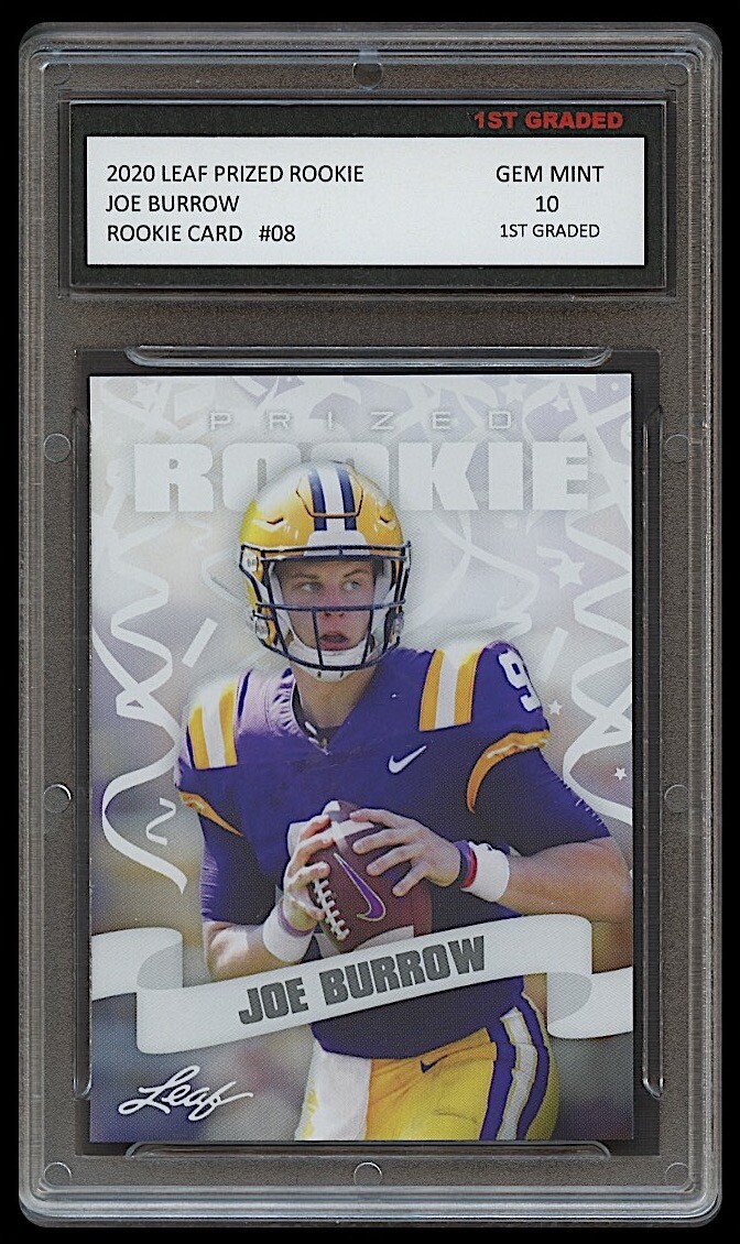 JOE BURROW 2020 LEAF PRIZED 1ST GRADED 10 ROOKIE CARD RC CINCINNATI BENGALS/LSU