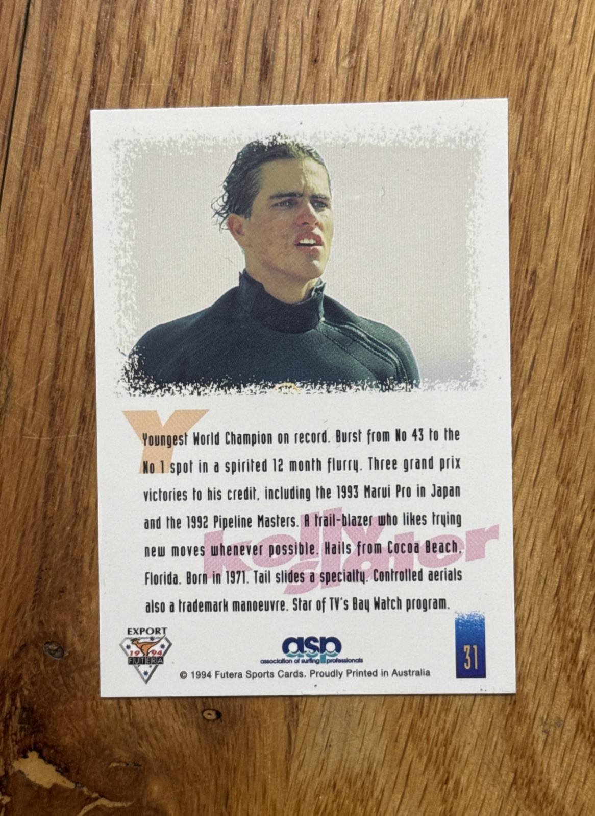 1994 Futera Hot Surf Card Kelly Slater #31 Mint Surfing Goat