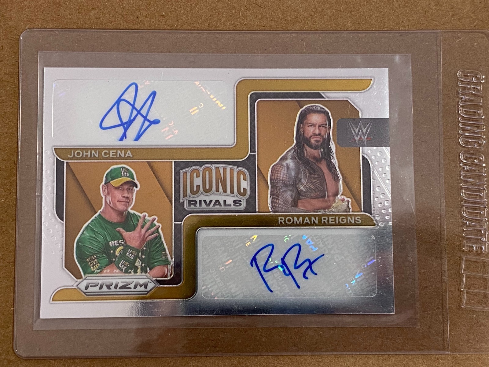 2022 Panini Prizm WWE Iconic Rivals Roman Reigns John Cena Dual Auto