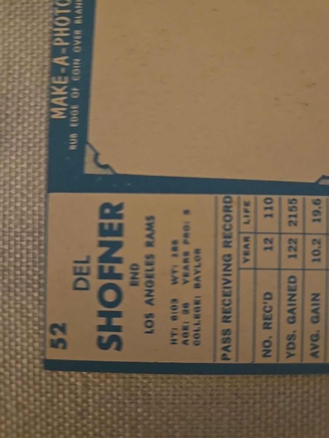 1961 Topps – Del Shofner #52 VG+