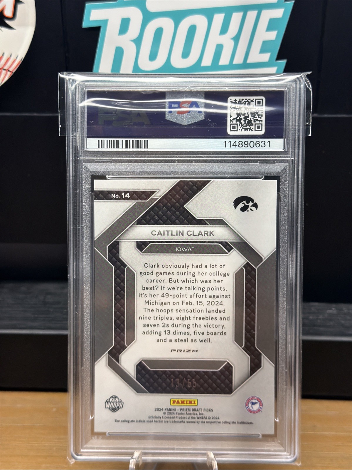 2024 Panini Draft Picks New Recruits Caitlin Clark #14 Purple Pulsar RC PSA 10
